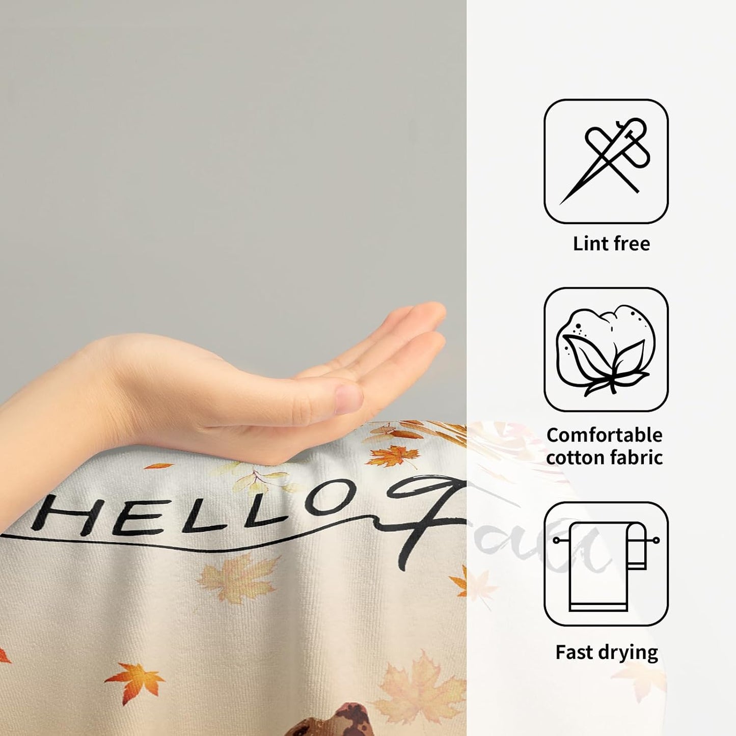 Giwawa Fall Dogs Hand Towels for Bathroom Set of 2 Autumn Leaves Soft Absorbent Small Bath Towels Holiday Decorative