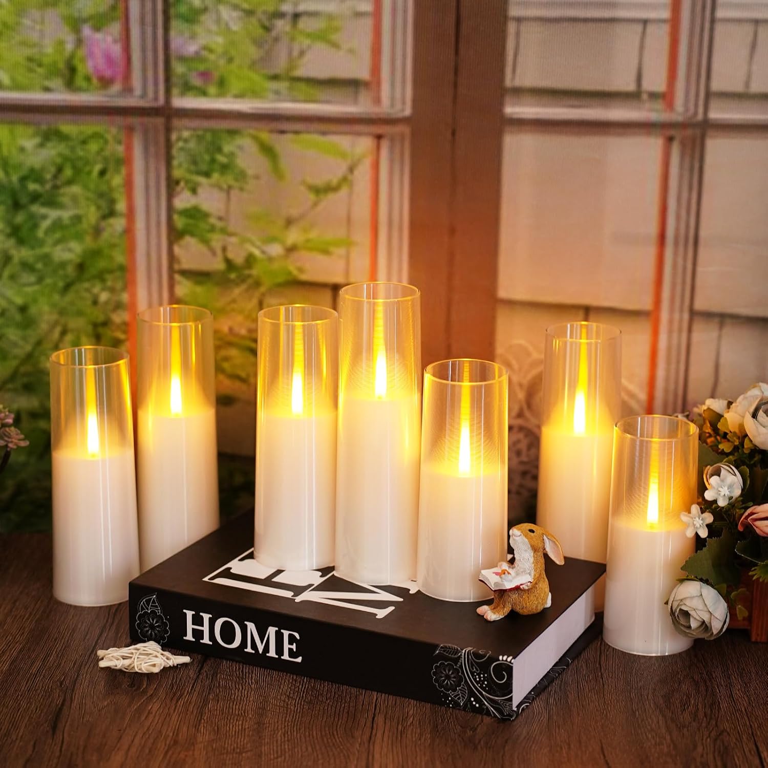 kakoya Flameless LED Candles Upgraded Realistic Flickering Flame,7Pcs Battery Operated Candles with Remote Timers,LED