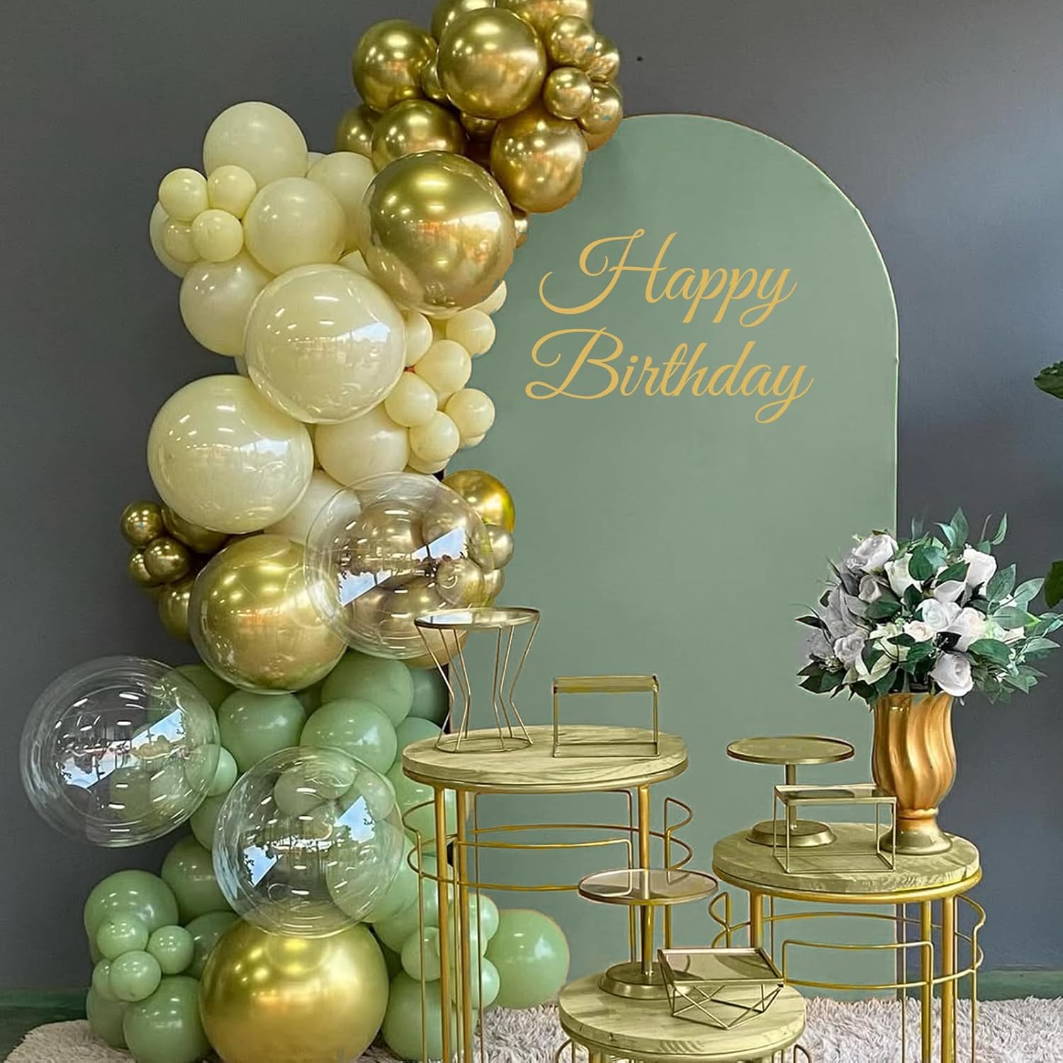 Happy Birthday Party Decal for Women Men / Gold