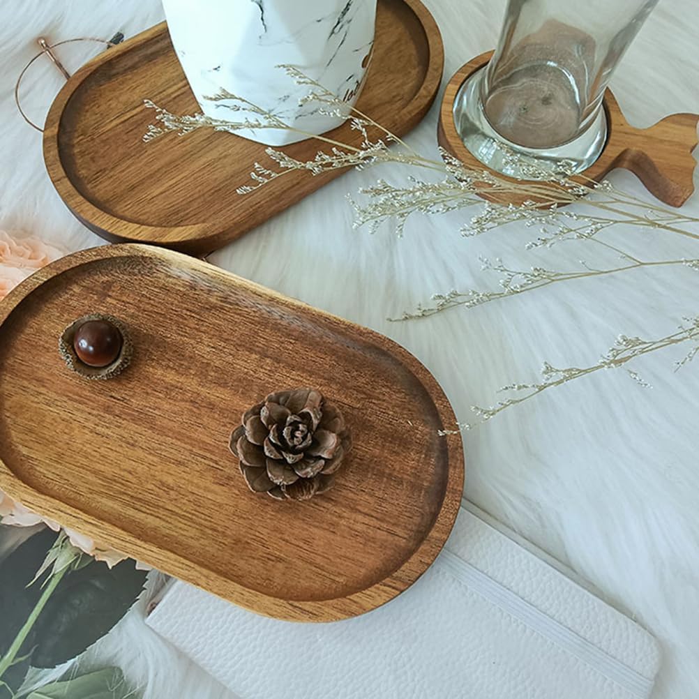 Wooden Serving Trays and Platters Set Oval / Light Coffee Colorx3pcs / 20 x 11.8 x 1.5 / Cmx3pcs