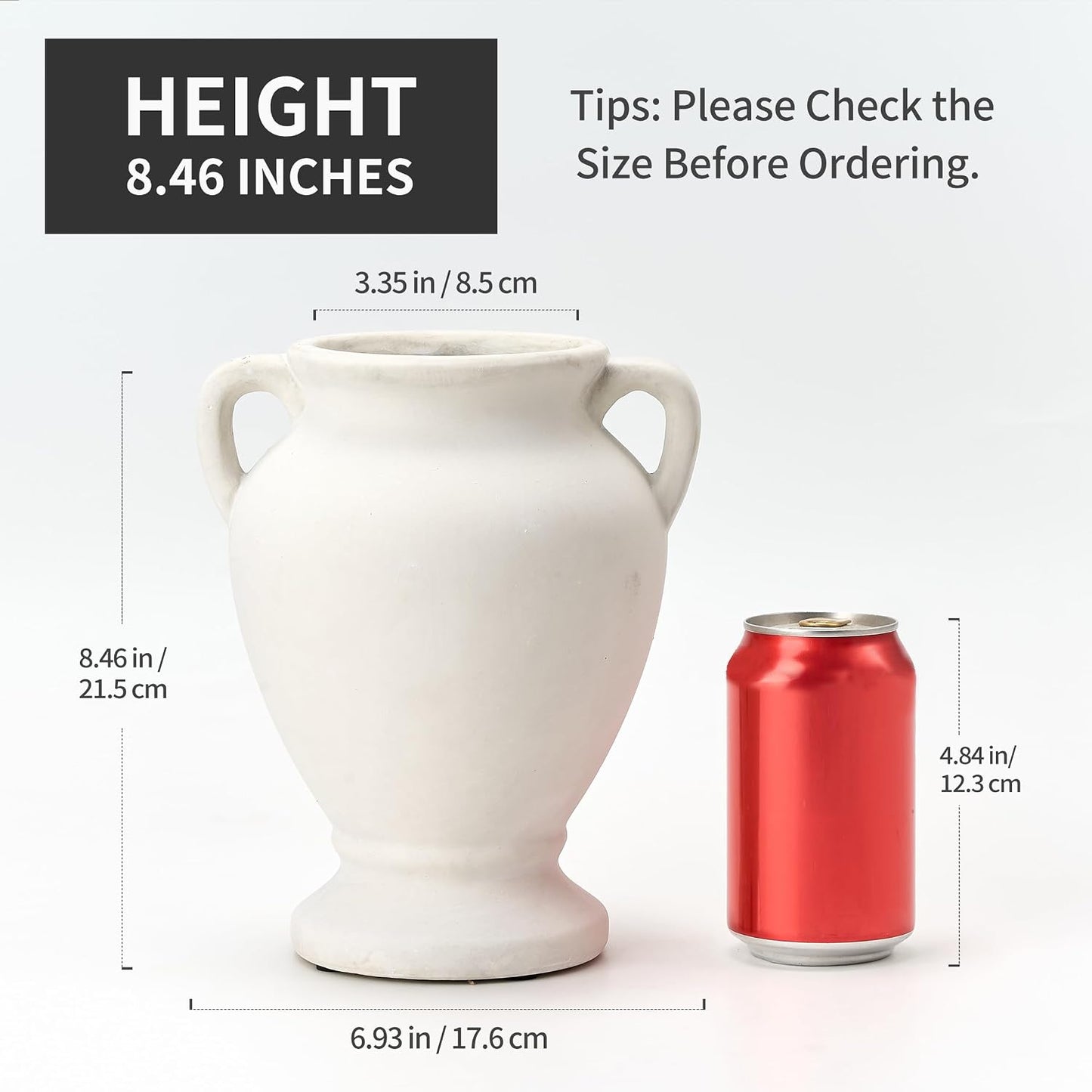 Farmhouse Terracotta Vase / Off-white- 8.46 / 8.46 Inch