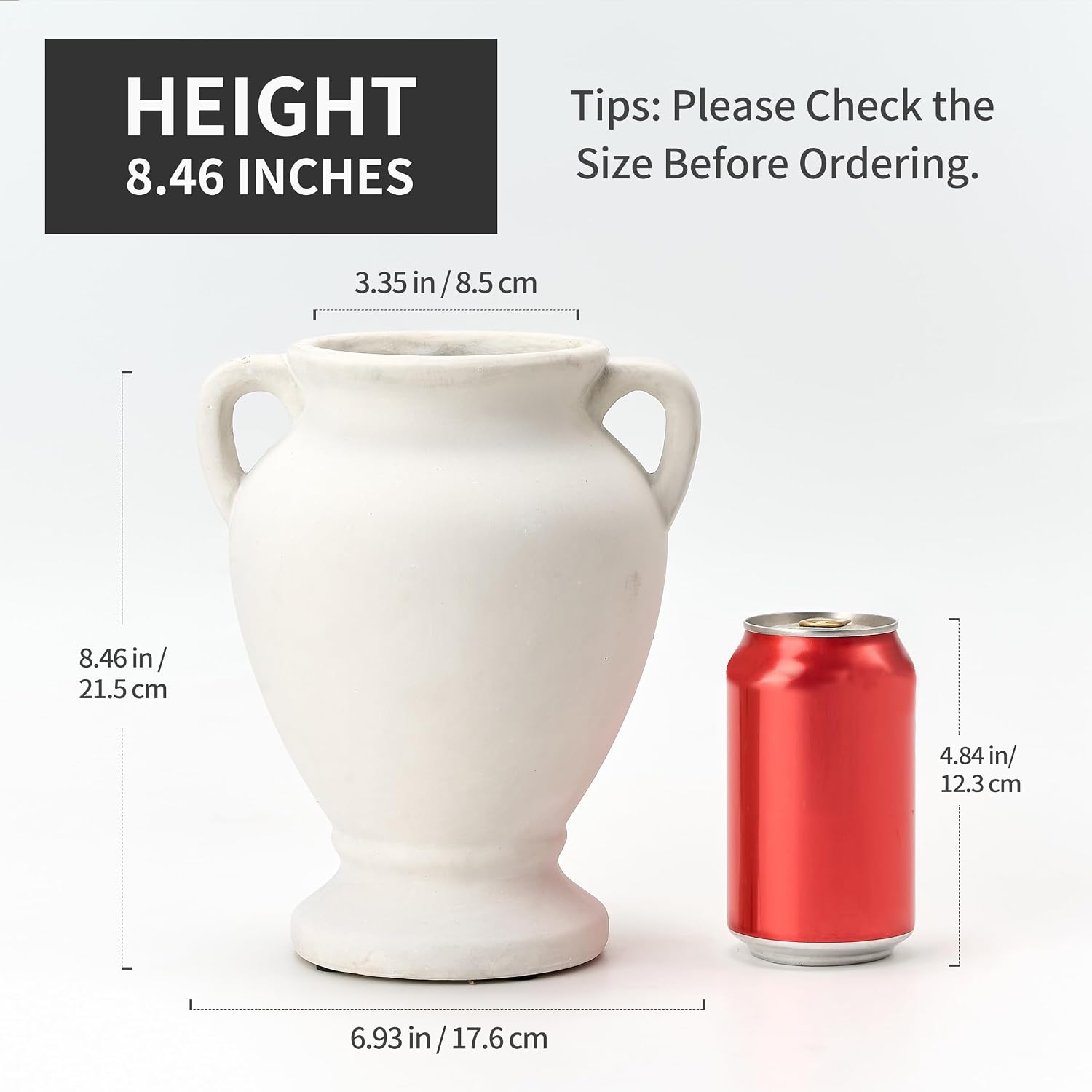 Farmhouse Terracotta Vase / Off-white- 8.46 / 8.46 Inch
