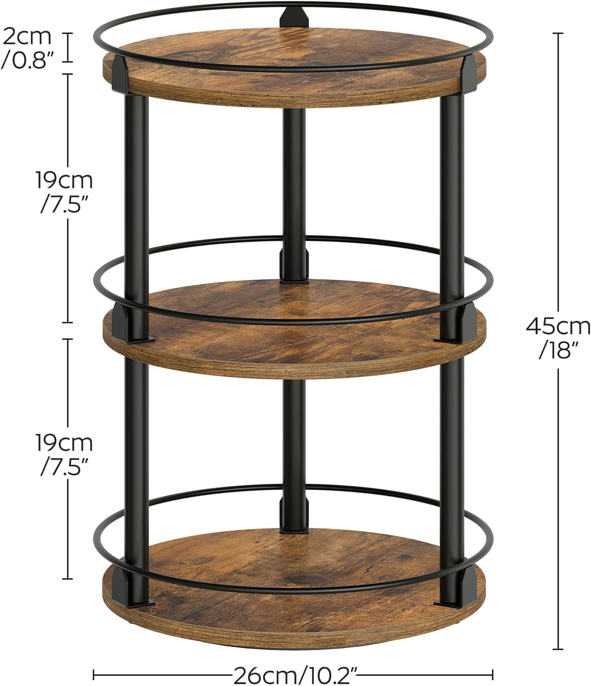 3-Tier Lazy Susan Organizer, Rotating Spice Rack, Spinning Organizer, Industrial Turntable Spice Rack Organizer for