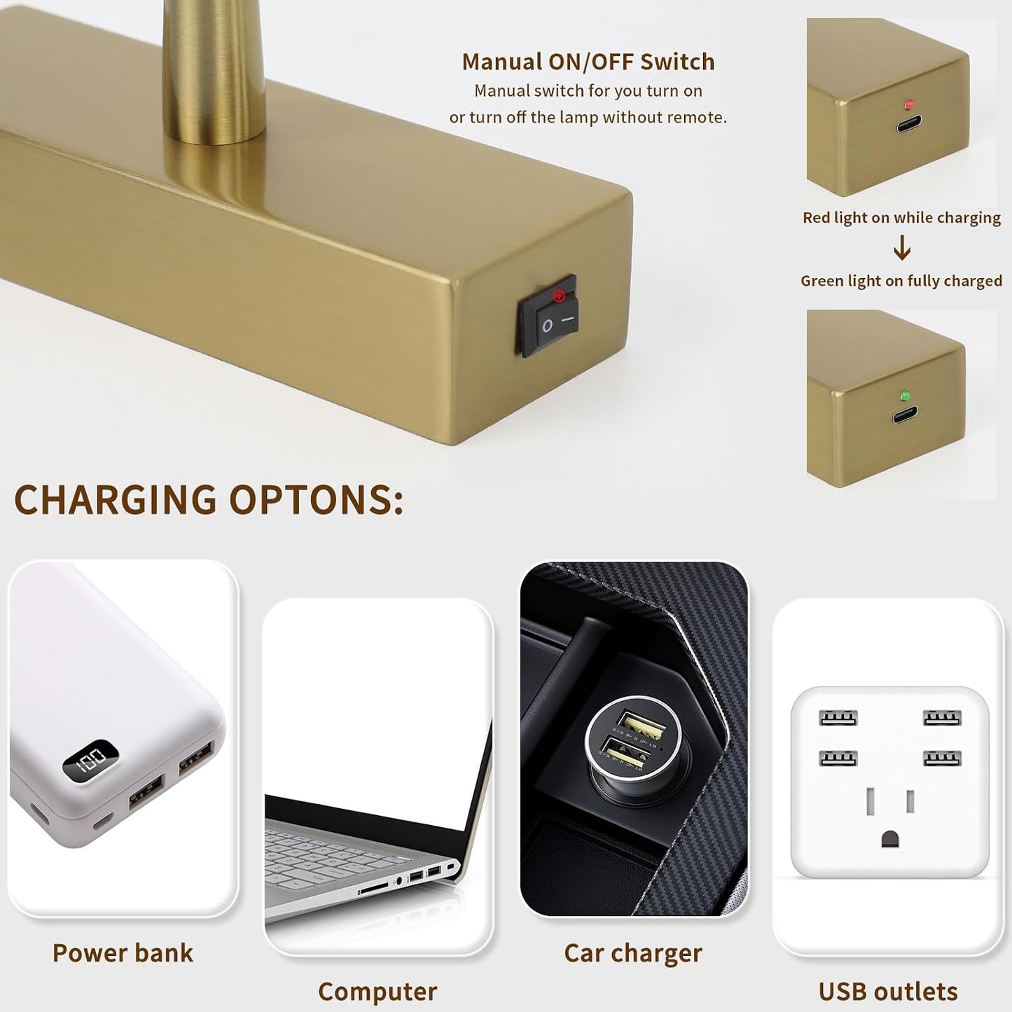 Joosenhouse Battery Operated Picture Light Wireless Gallery Light with Remote Control Rechargeable Wall Lights Brass