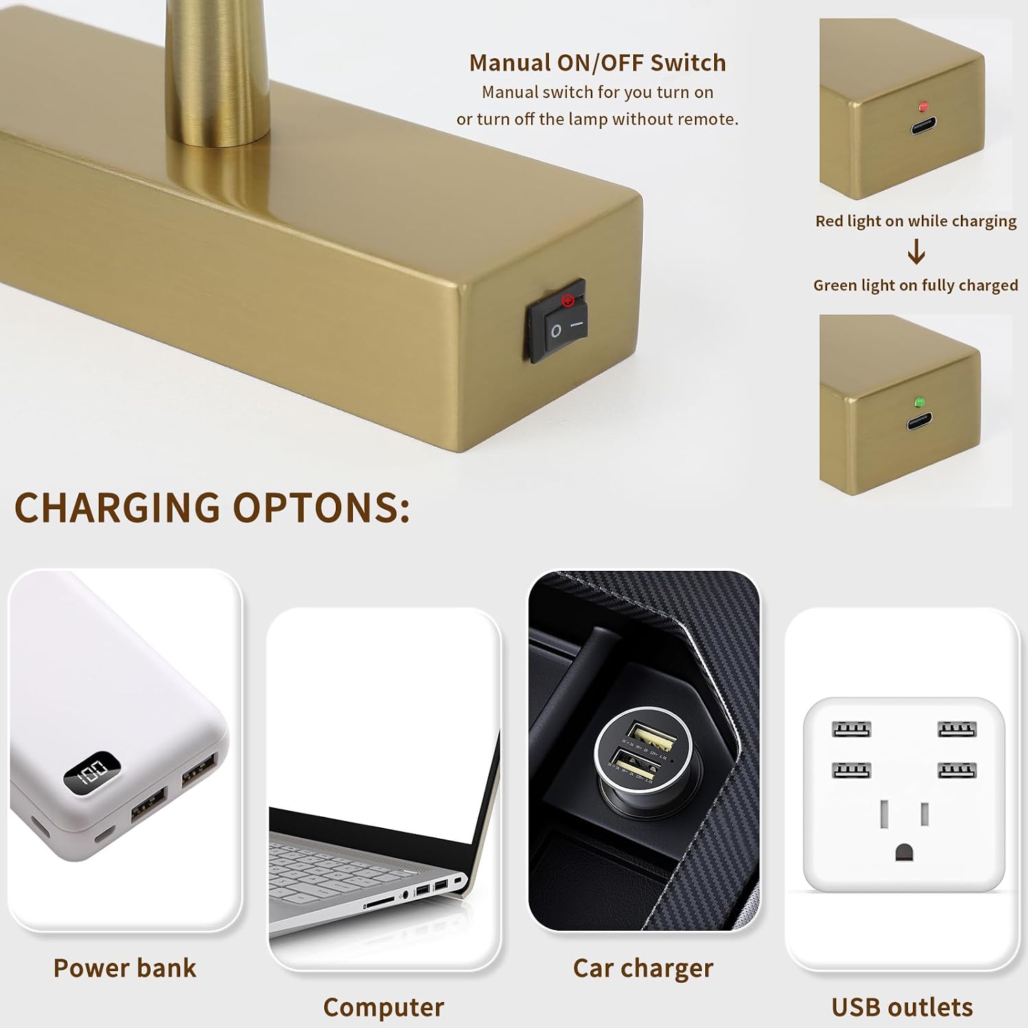 Joosenhouse Battery Operated Picture Light Wireless Gallery Light with Remote Control Rechargeable Wall Lights Brass