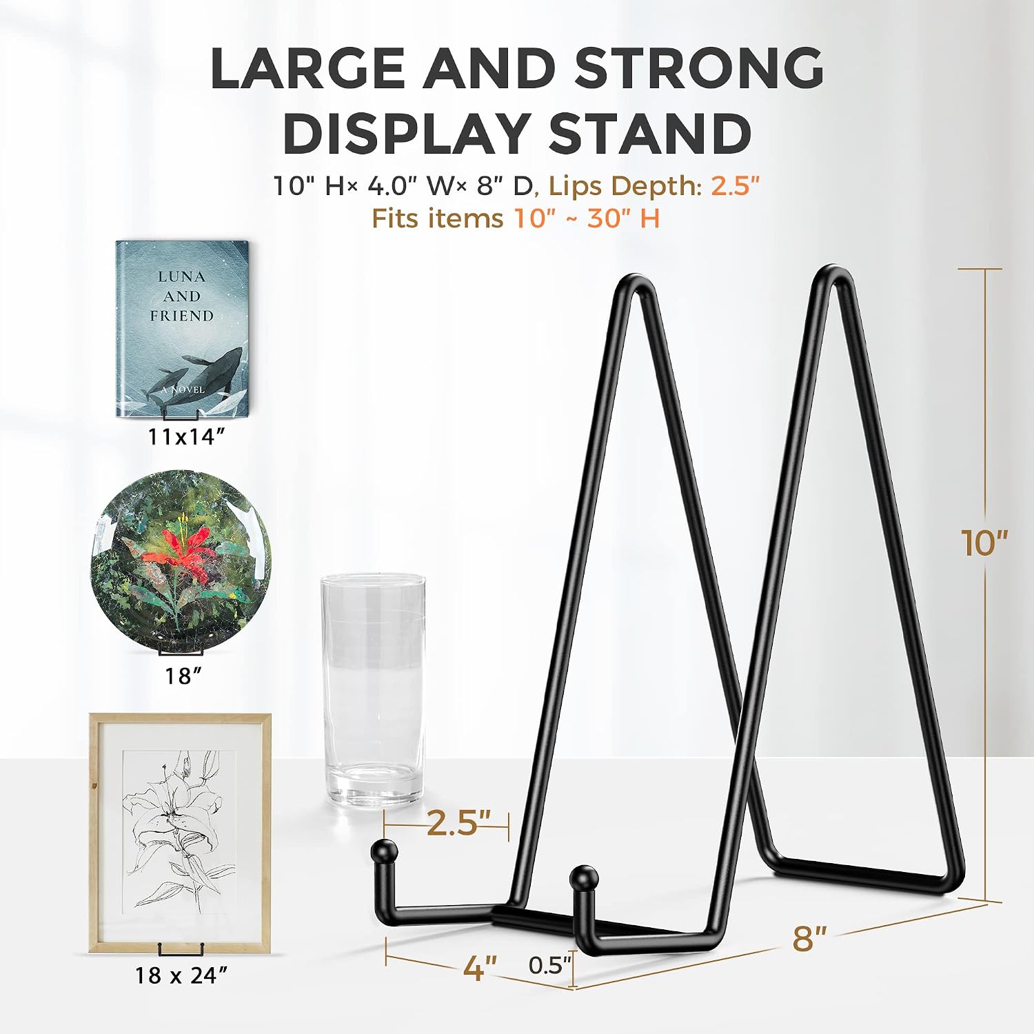 Metal Plate Holder Display Stand + Picture Frame Holder Stand + Small / 10 Inch