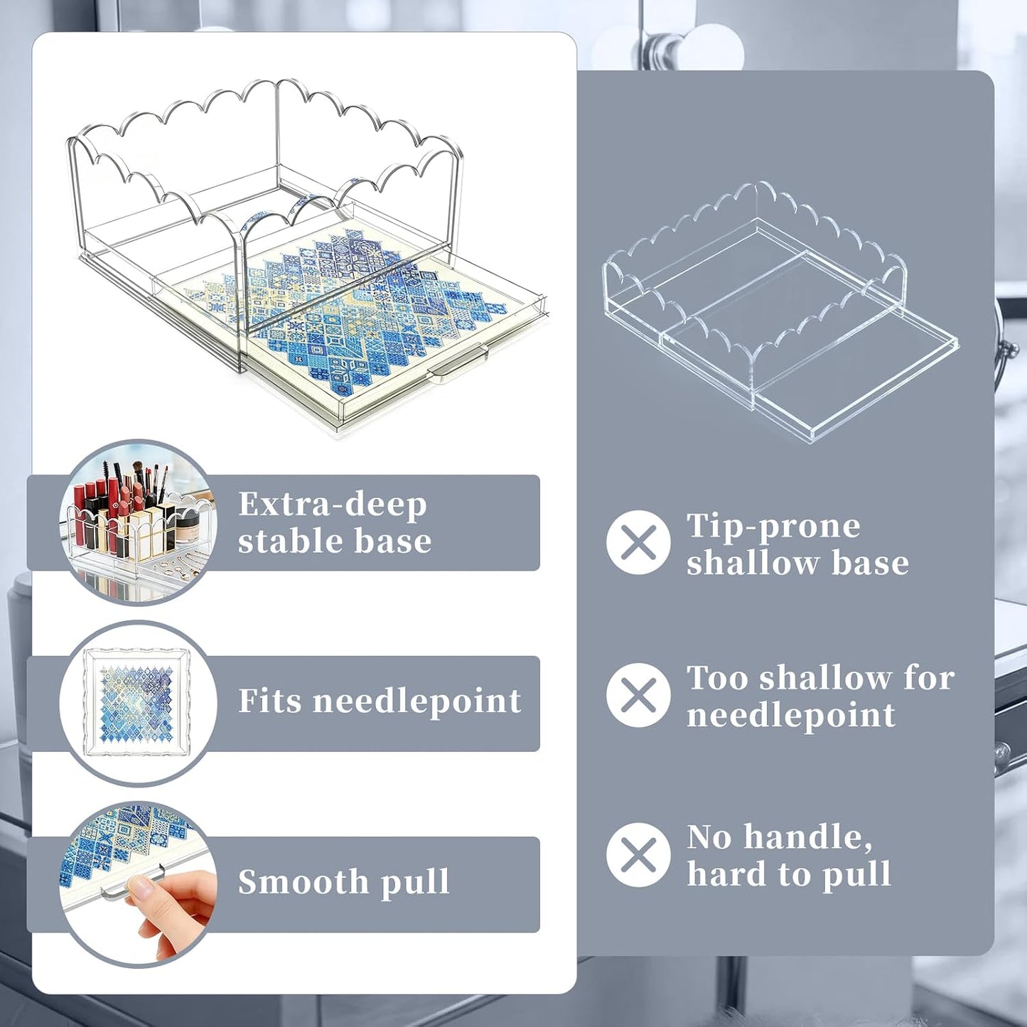 Scalloped Acrylic Tray / Clear / 5 x 5