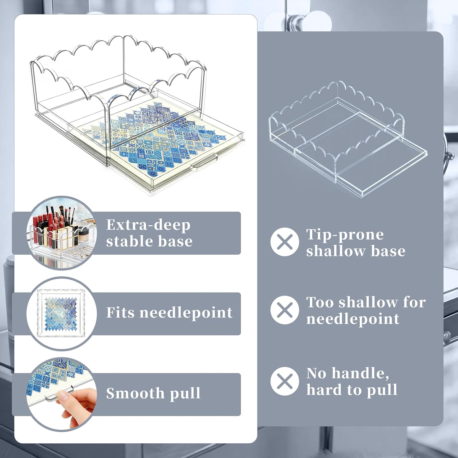 Scalloped Acrylic Tray / Clear / 5 x 5