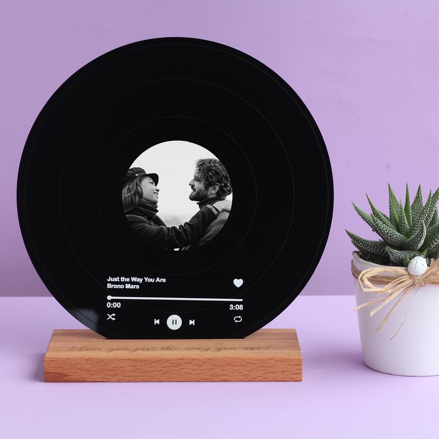 bonibom Personalized Vinyl Record with Photo - Custom Acrylic Song Plaque - Unique Gifts for Anniversary, Wedding