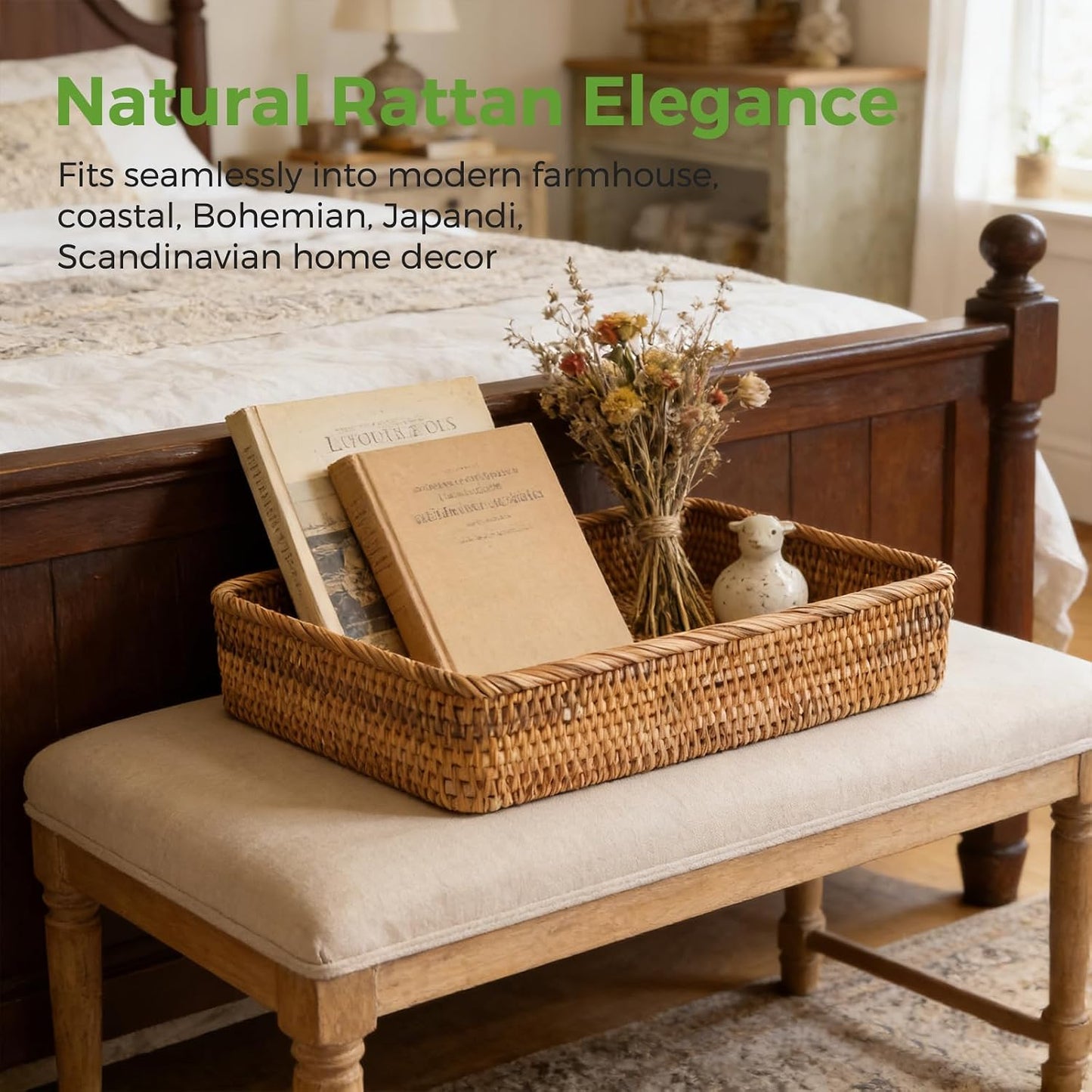 Wicker Storage Tray / 15.7 x 11 / L