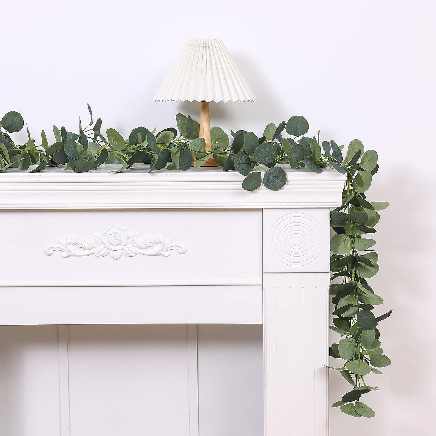 Artificial Eucalyptus Garland Faux Silk Leaf Dollar Eucalyptus Leaves Vines / Silver / Set of 2