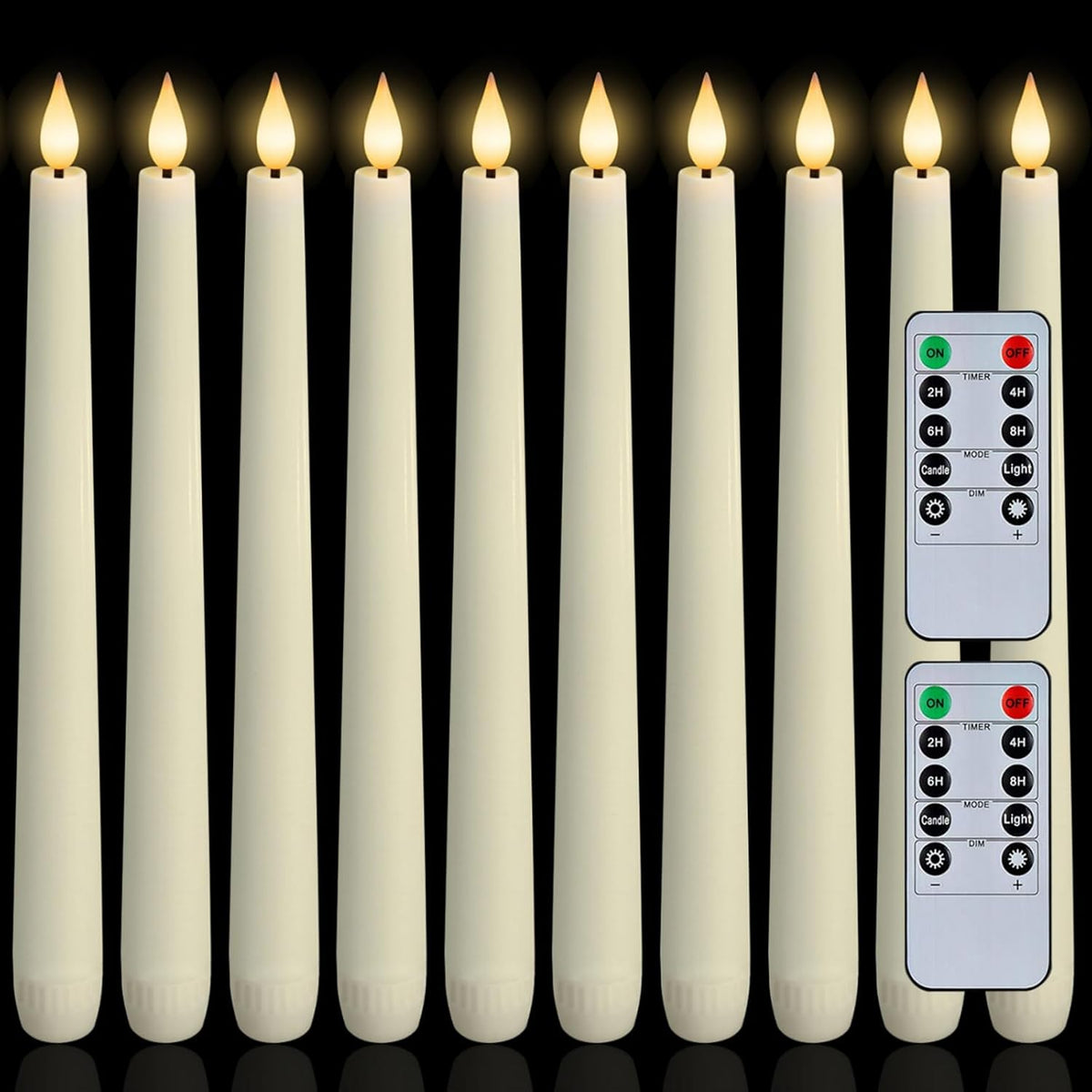 4 Pack Christmas Tree Candles - Real Wax Flameless Taper Candles, 9.7in Green Candlesticks for Christmas Home Table Fireplace Decorations Party Supplies