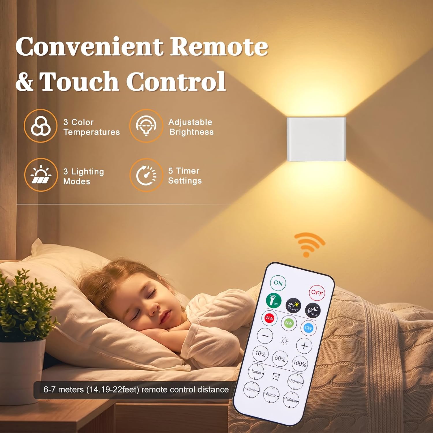 Rechargeable Motion Sensor Wall Lights, Cordless Battery Wall Sconces | Large 6000mAh, Touch&Remote Control