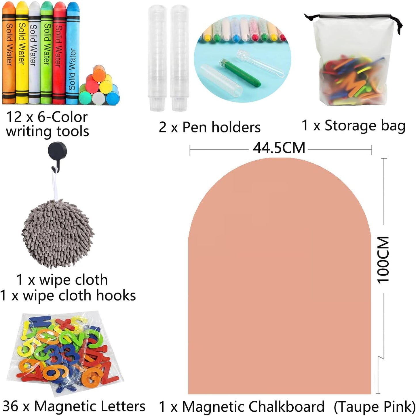 Magnetic Arch Wall Decal " Chalkboard Contact Paper Peel and Stick Self / Camel Pink / 39.3 x 17.5