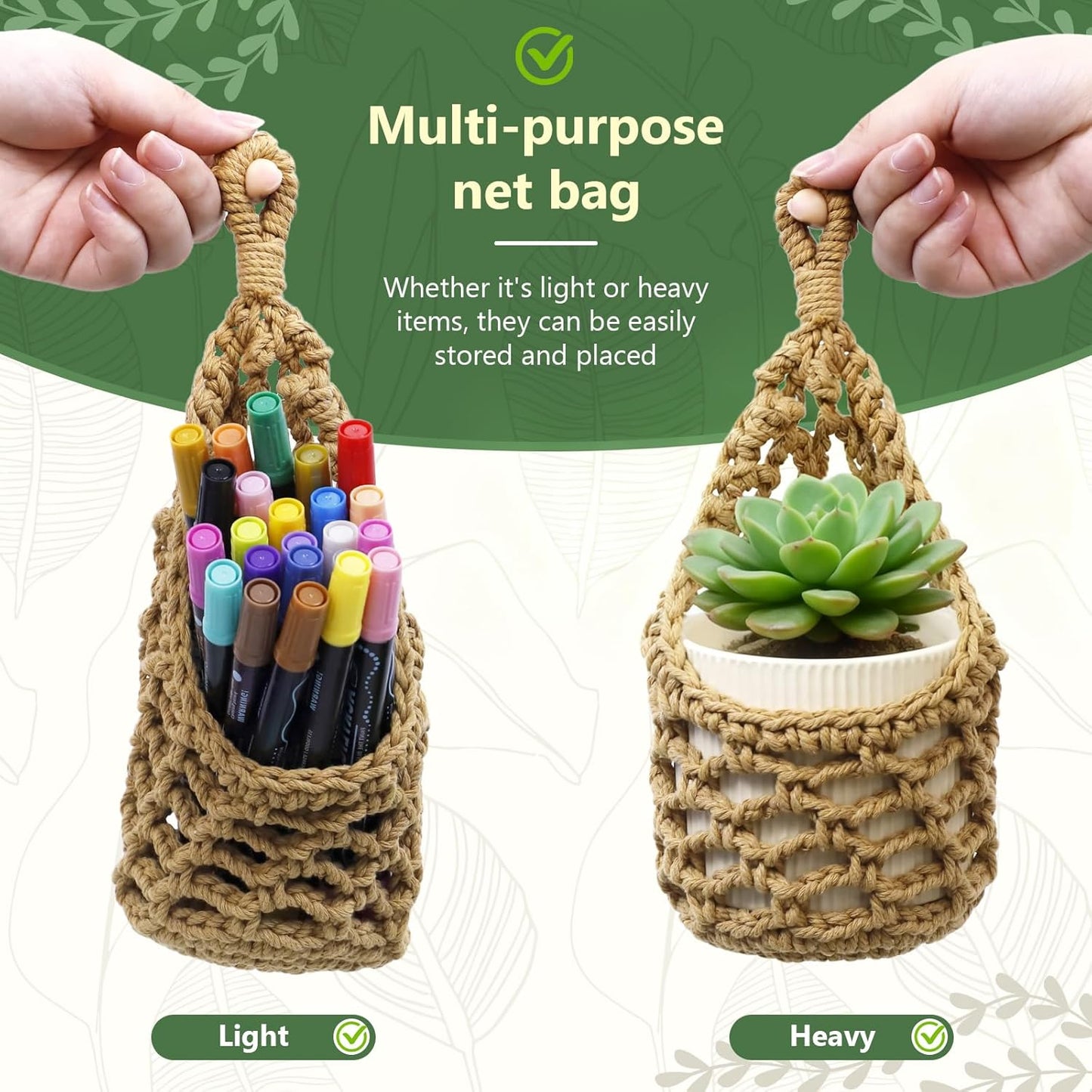 Macrame Wall Plant Hanger / Brown / 4-inch / 4 Inch
