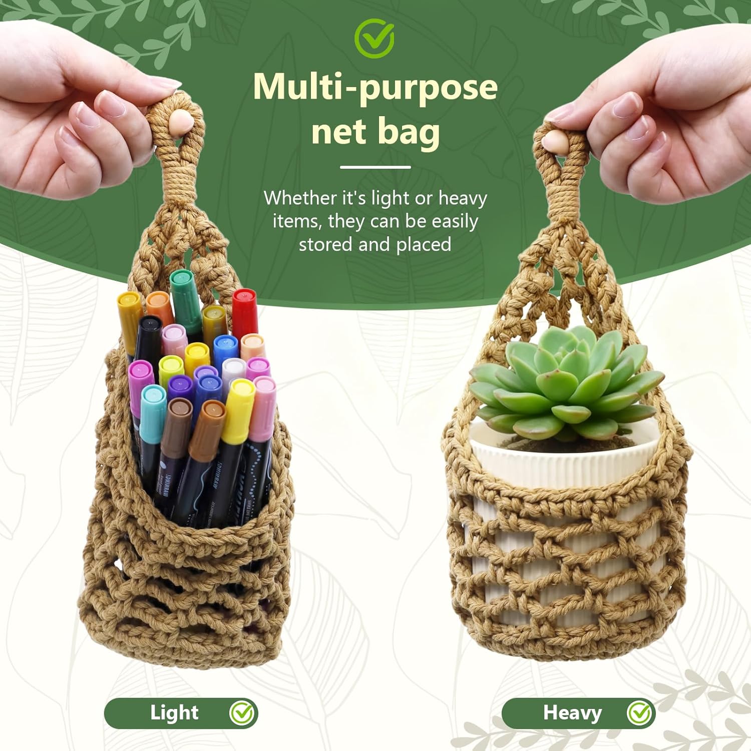 Macrame Wall Plant Hanger / Brown / 4-inch / 4 Inch