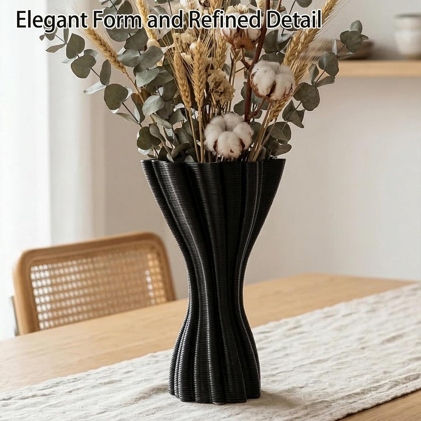 Minimalist Black Ceramic Vase / Black-a, 7.87 Inch