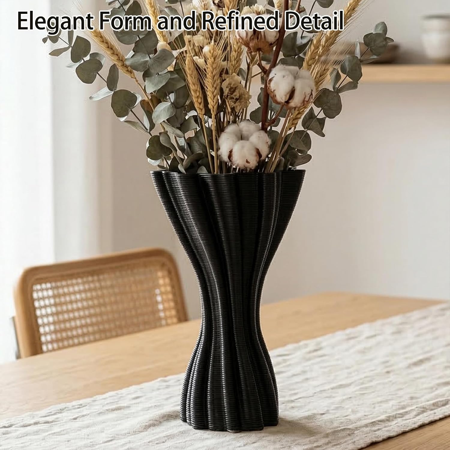 Minimalist Black Ceramic Vase / Black-a, 7.87 Inch