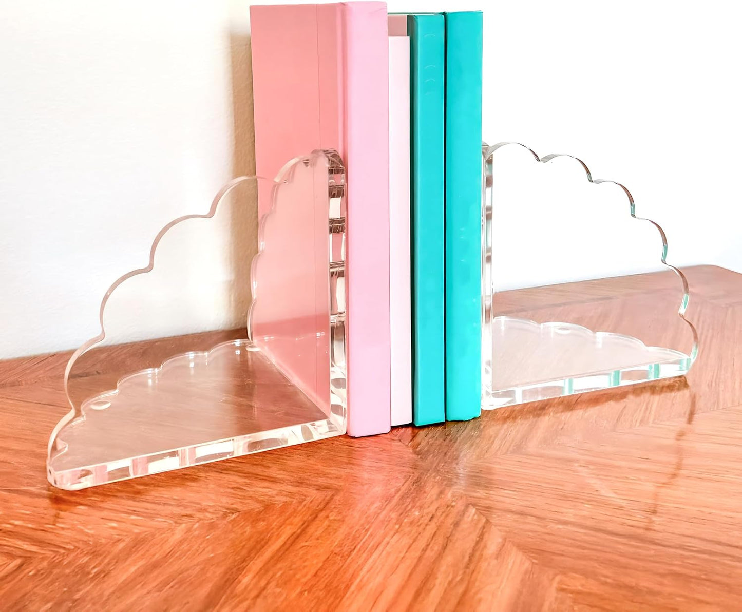 Scalloped Acrylic Bookends / Clear / Set of 2