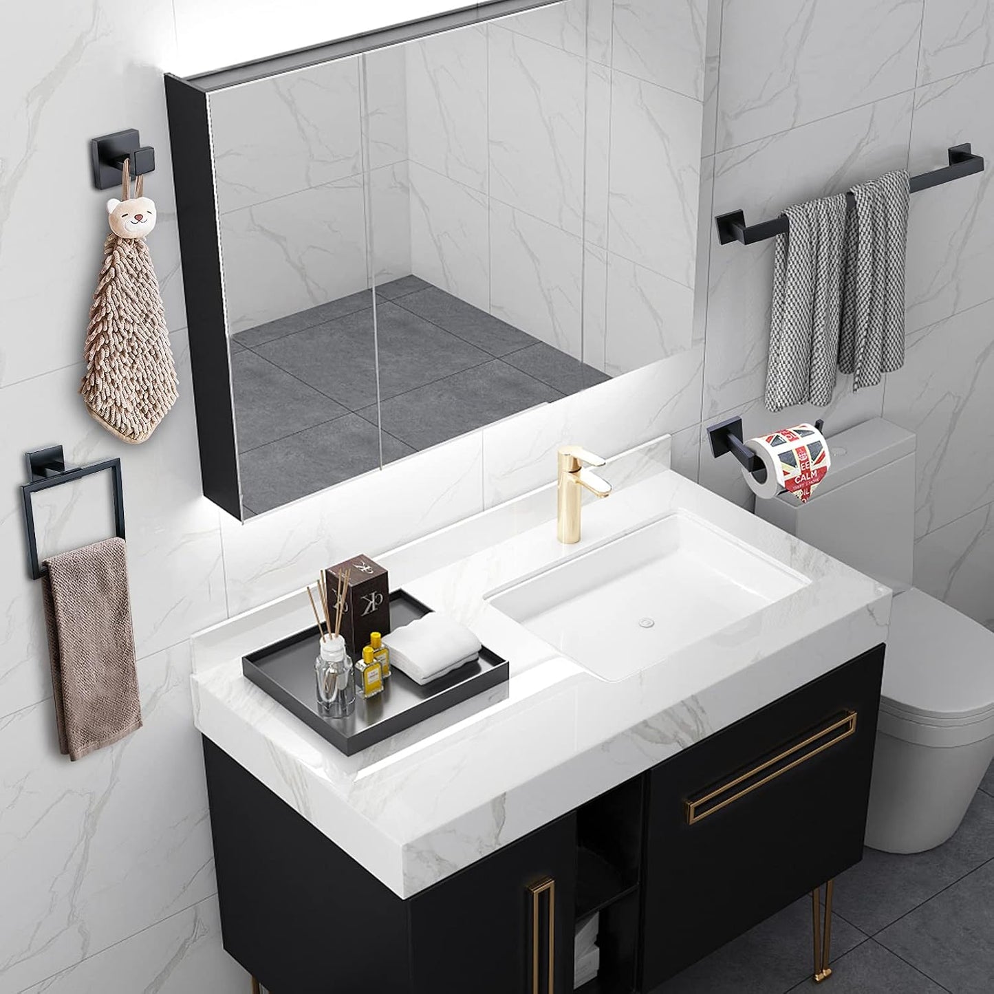 Matte Black Bathroom Accessories Bath Accessories Set Towel Racks for Bathroom Towel Holder Black Bathroom Hardware Set