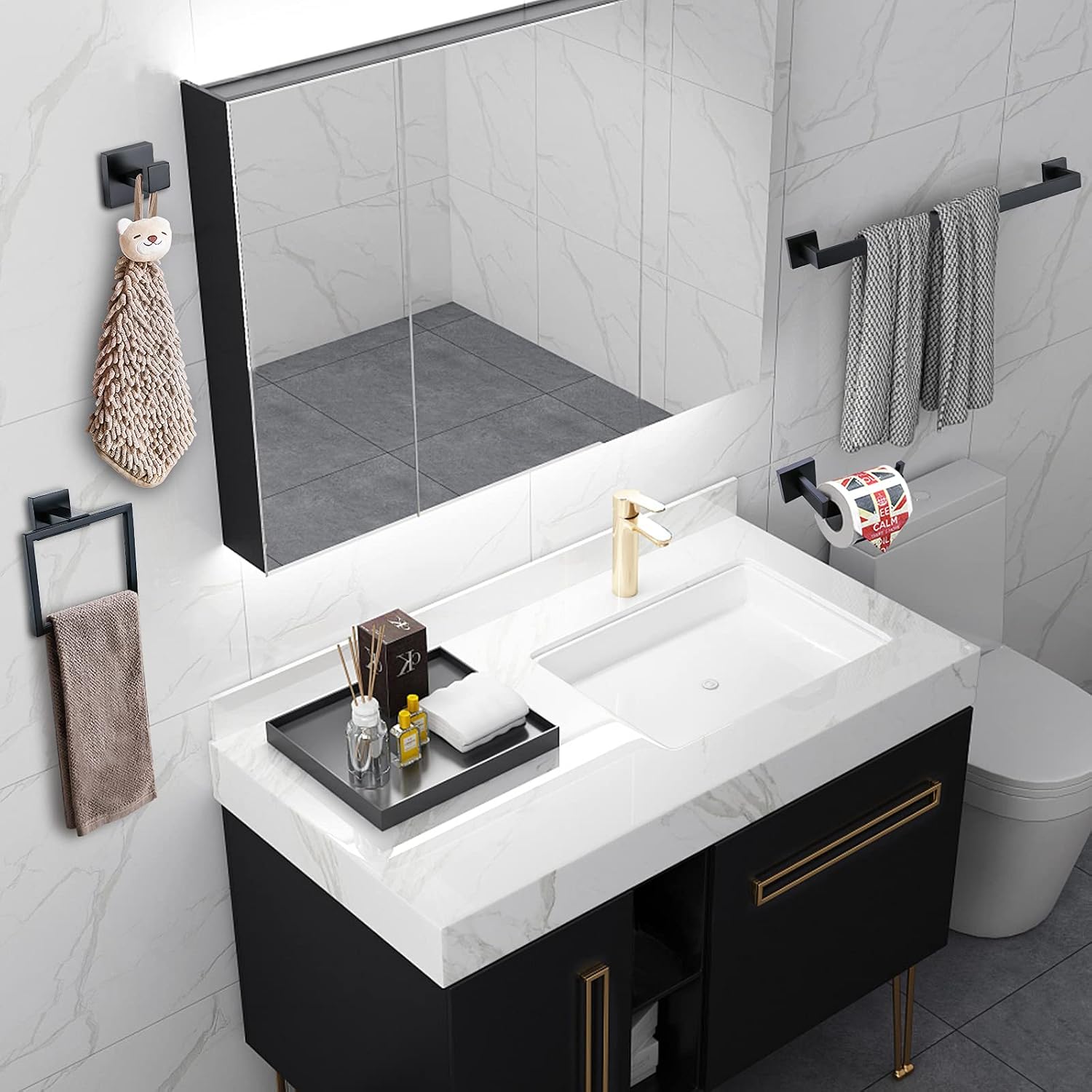 Matte Black Bathroom Accessories Bath Accessories Set Towel Racks for Bathroom Towel Holder Black Bathroom Hardware Set