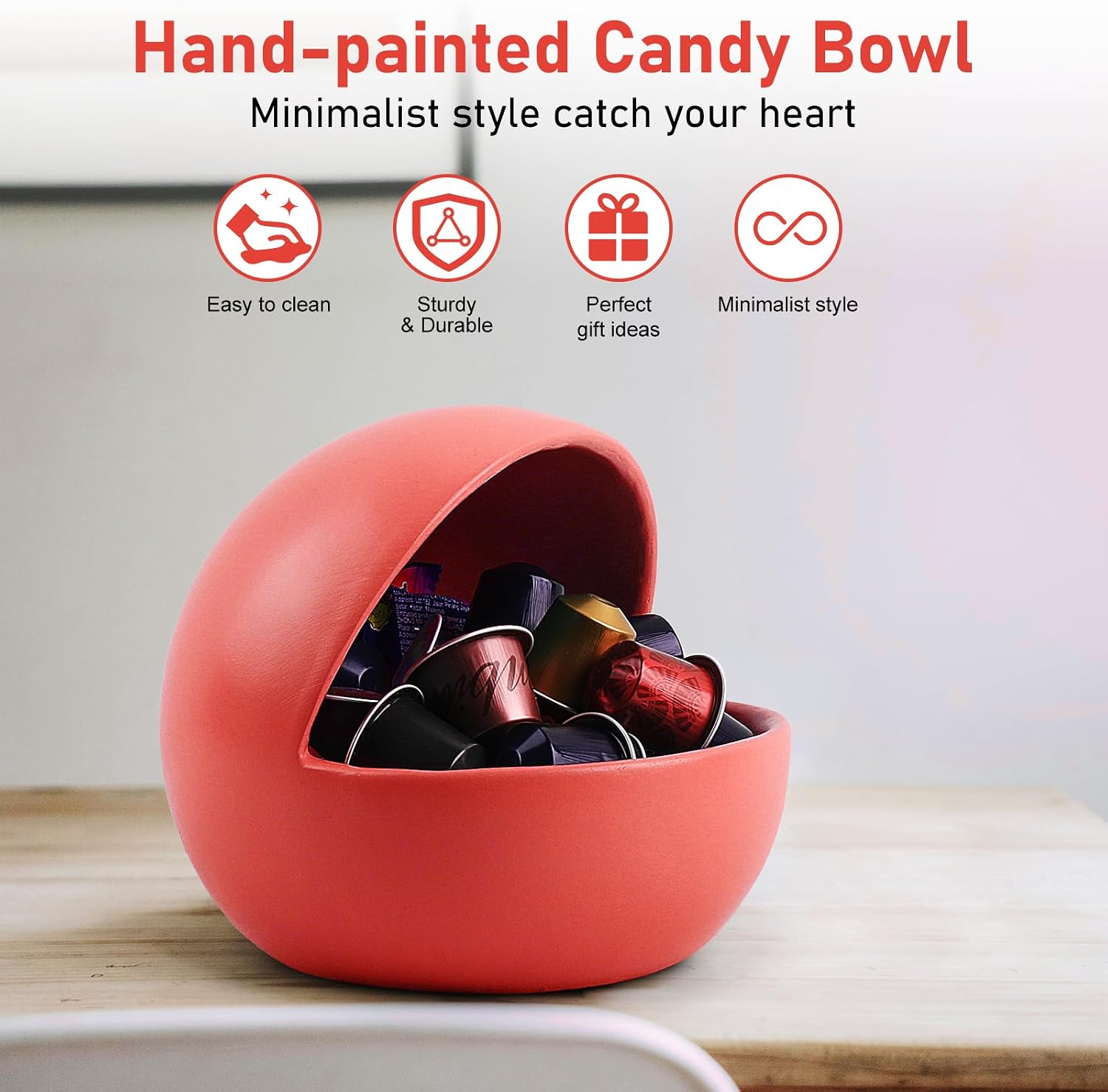 Patriotic Candy Bowl for 4th of July Resin Decorative Serving Dish Key Bowl for Entryway / Red / S