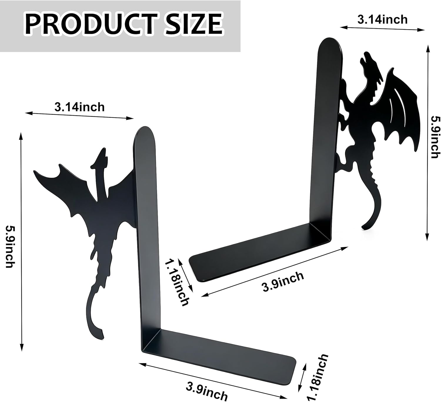 Dragon Metal Bookends Decorative Book Ends / Set of 2