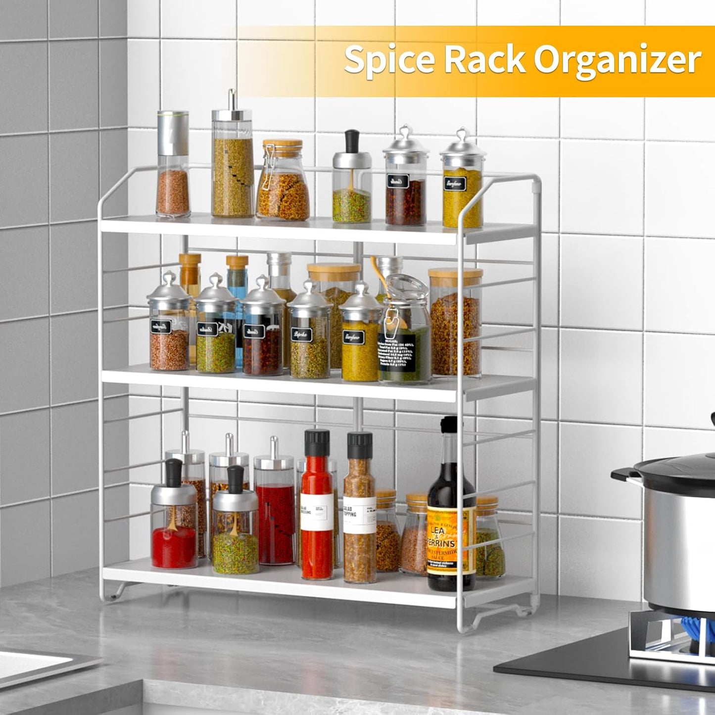 BOIVSHI Bathroom Countertop Organizer, 3-Tier Bathroom Counter Organizer, 8-Levels Height Adjustable, Bathroom