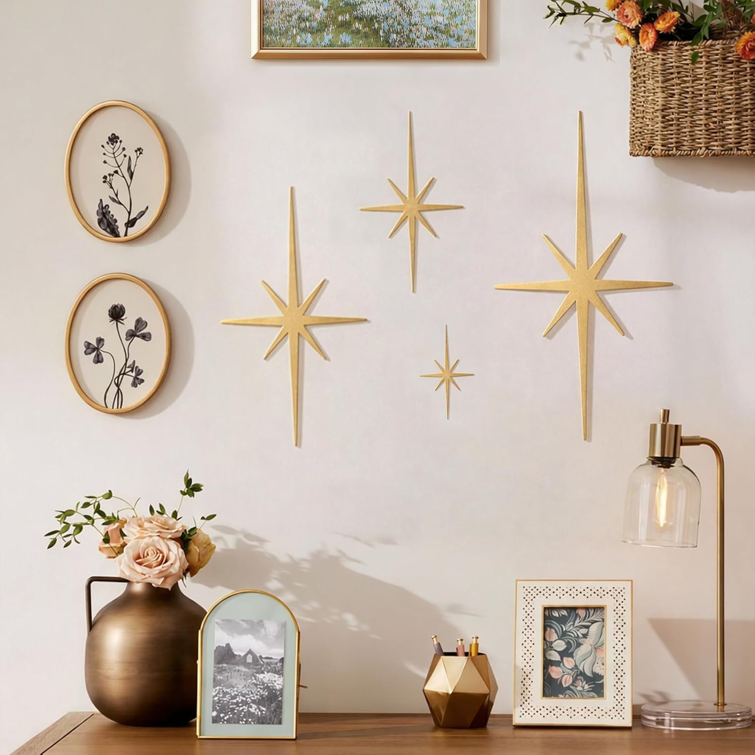 4 Piece Cast Metal Art Set / Gold