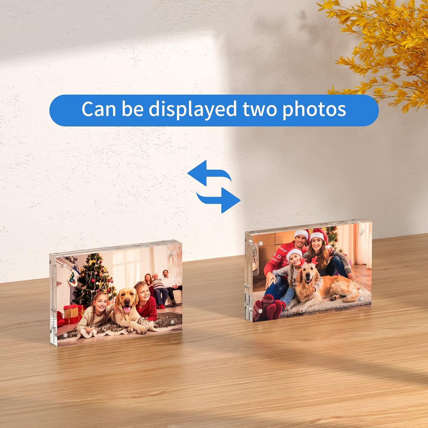 NIUBEE 4x6 Acrylic Photo Frames 5 Pack, Clear Desktop Double Sided Magnetic Picture Display
