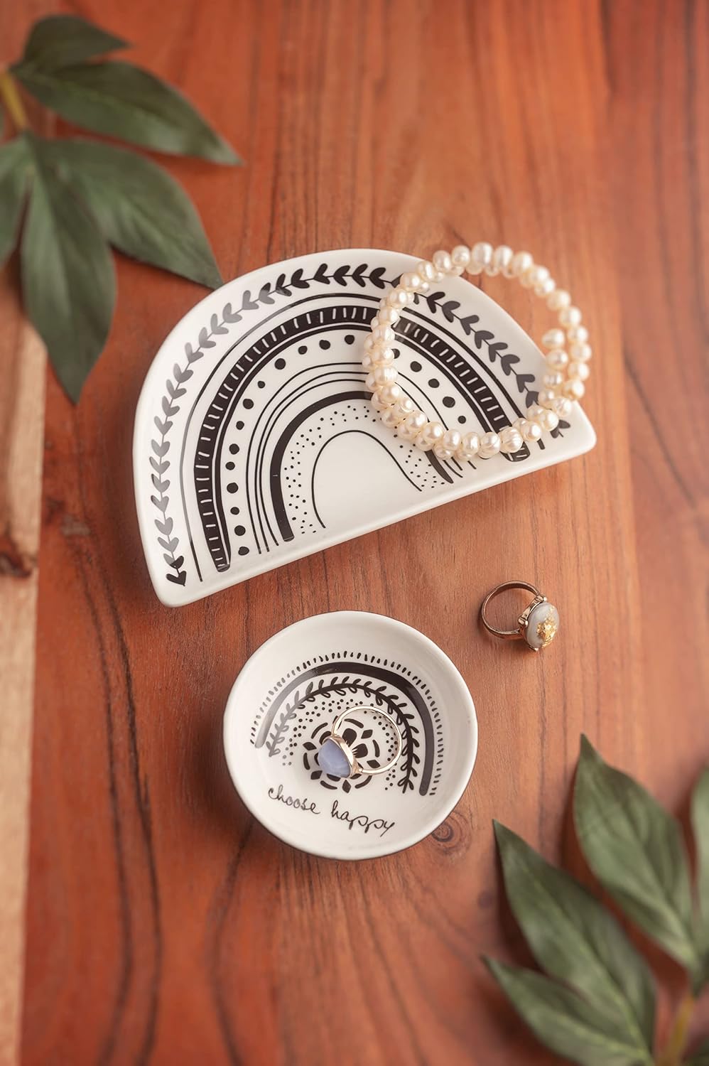 BOHO B&W SHAPED TRINKET TRAY MUSHROOM
