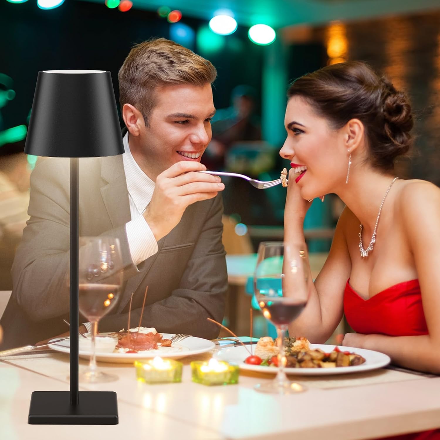 2 Pack Cordless LED Table Lamp Black, 5500mAh Battery Powered Table Light, 3 Color Temperatures Stepless Dimmable