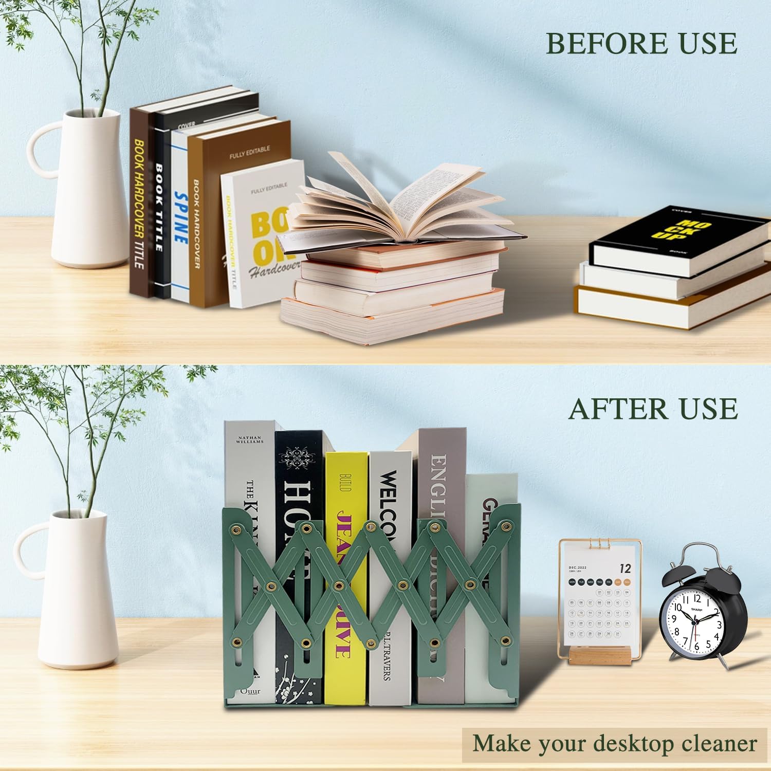Metal Bookend for Heavy Books / Green