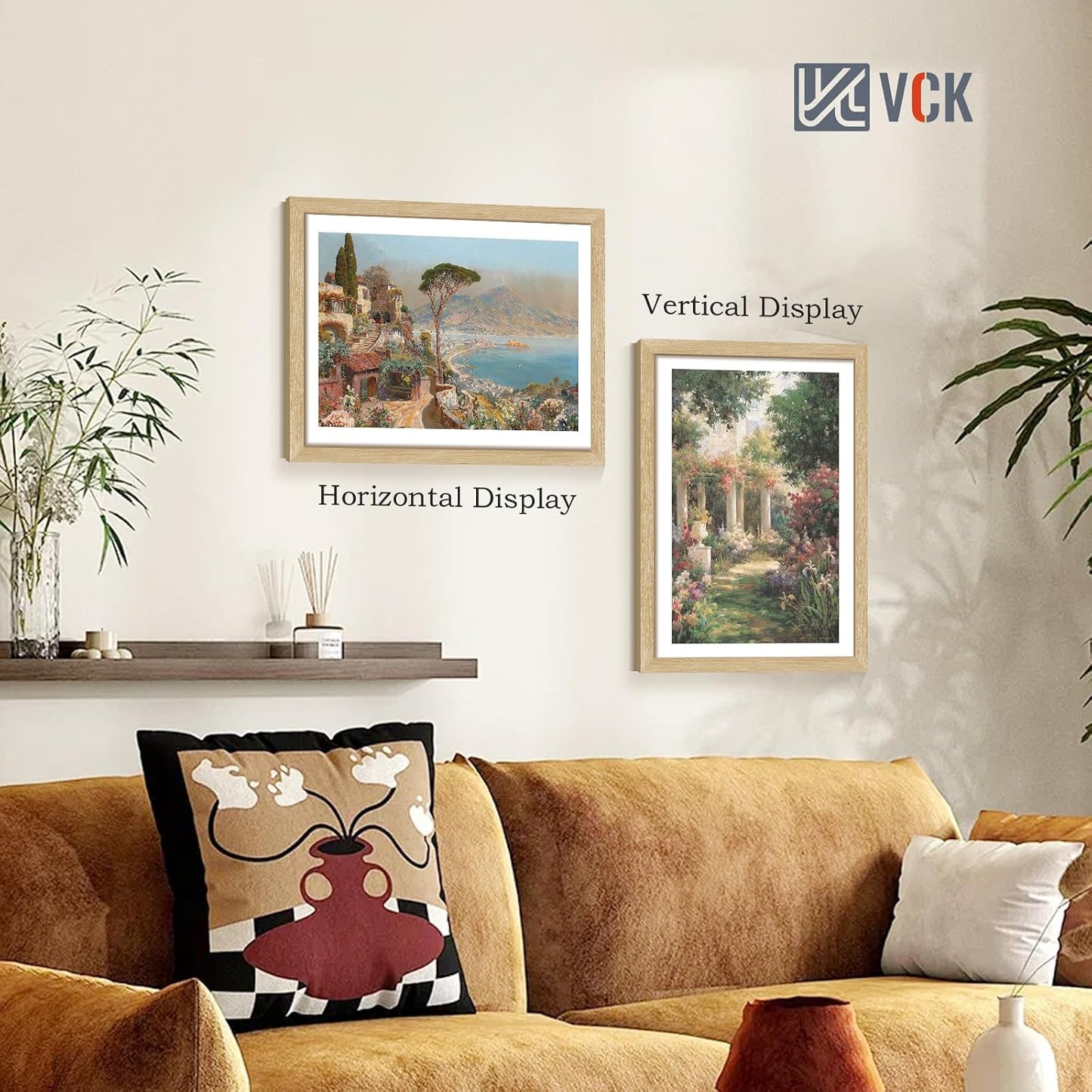 VCK 18x24 Frame Oak 4 Pack, Wide Thick Wood Border, for Prints | Exclusive Woodgrain, Wall Hanging, HD Plexiglass