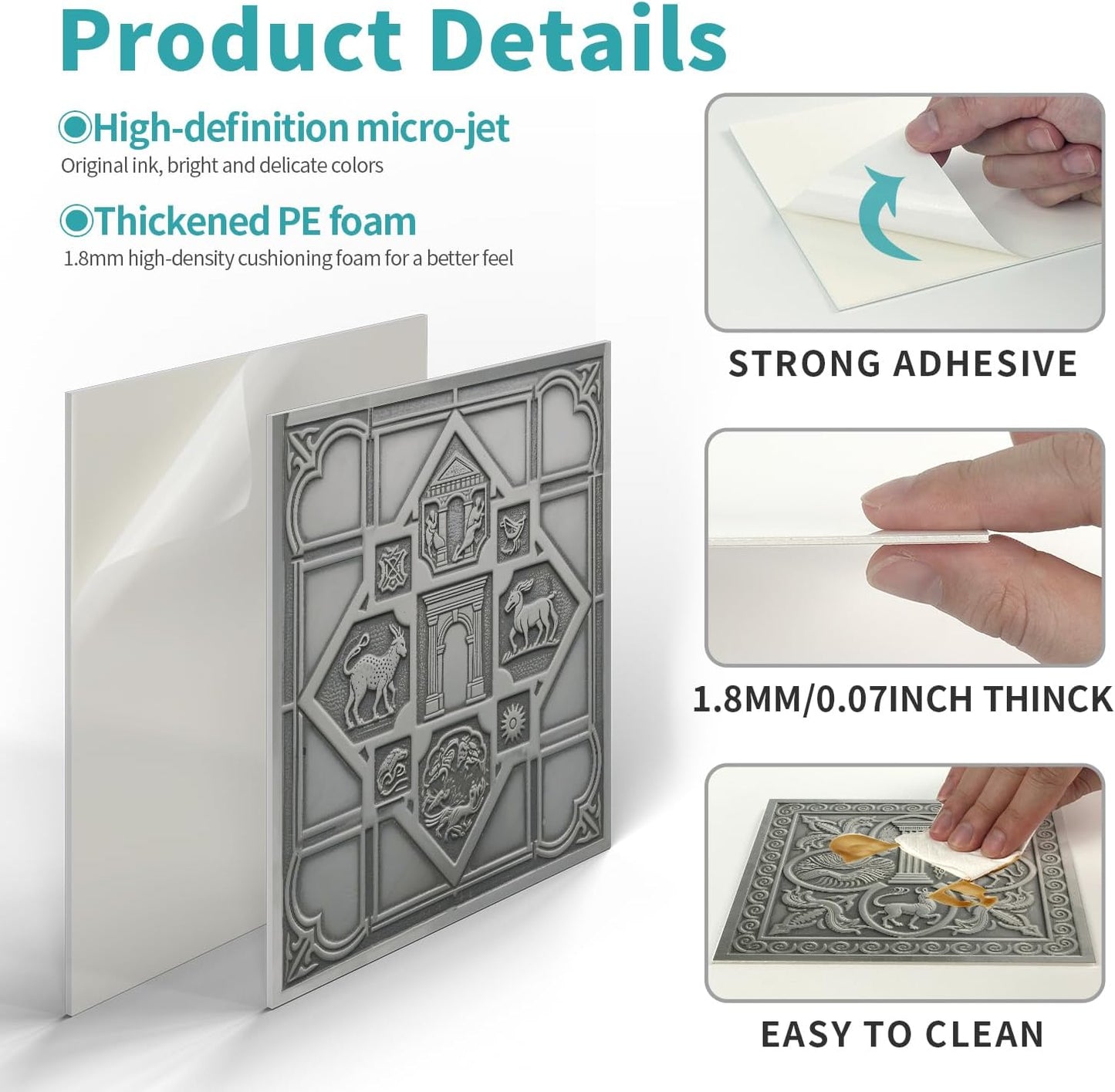 Self Adhesive Tile Stickers Peel and Stick Backsplash / Art-31 / 5.9 x 5.9 / Set of 12
