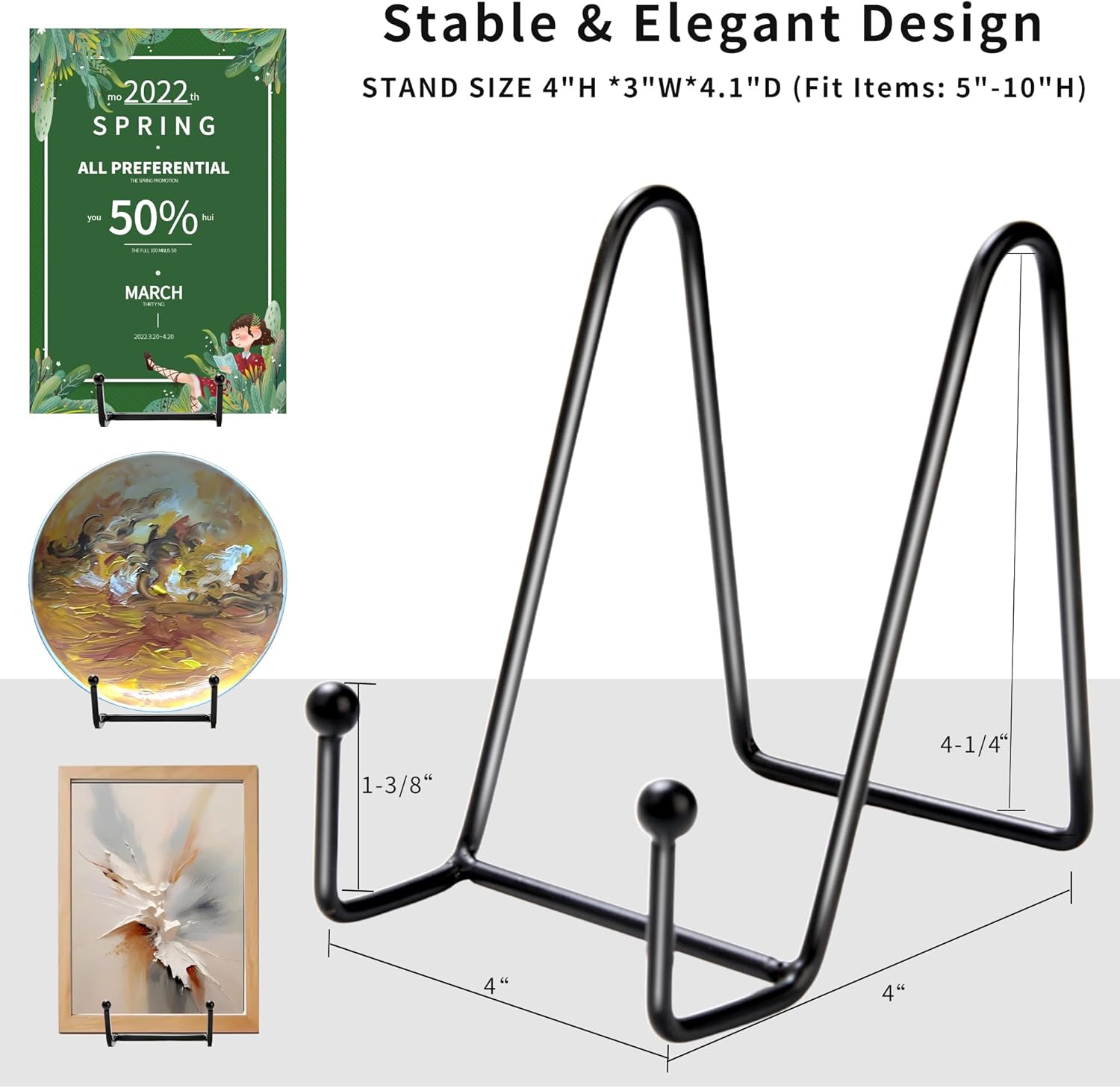 Metal Plate Holders Display Stands Can Be Used for Picture Stand / Round / 4.5 Inch / Set of 18