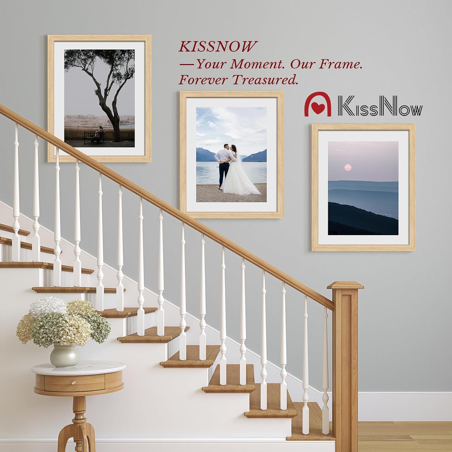 16x20 Picture Frame 4 Pack, Oak Solid Wood, Gallery Wall Decor | Wall Hanging, Thick & Wide Border, Clear Plexiglass