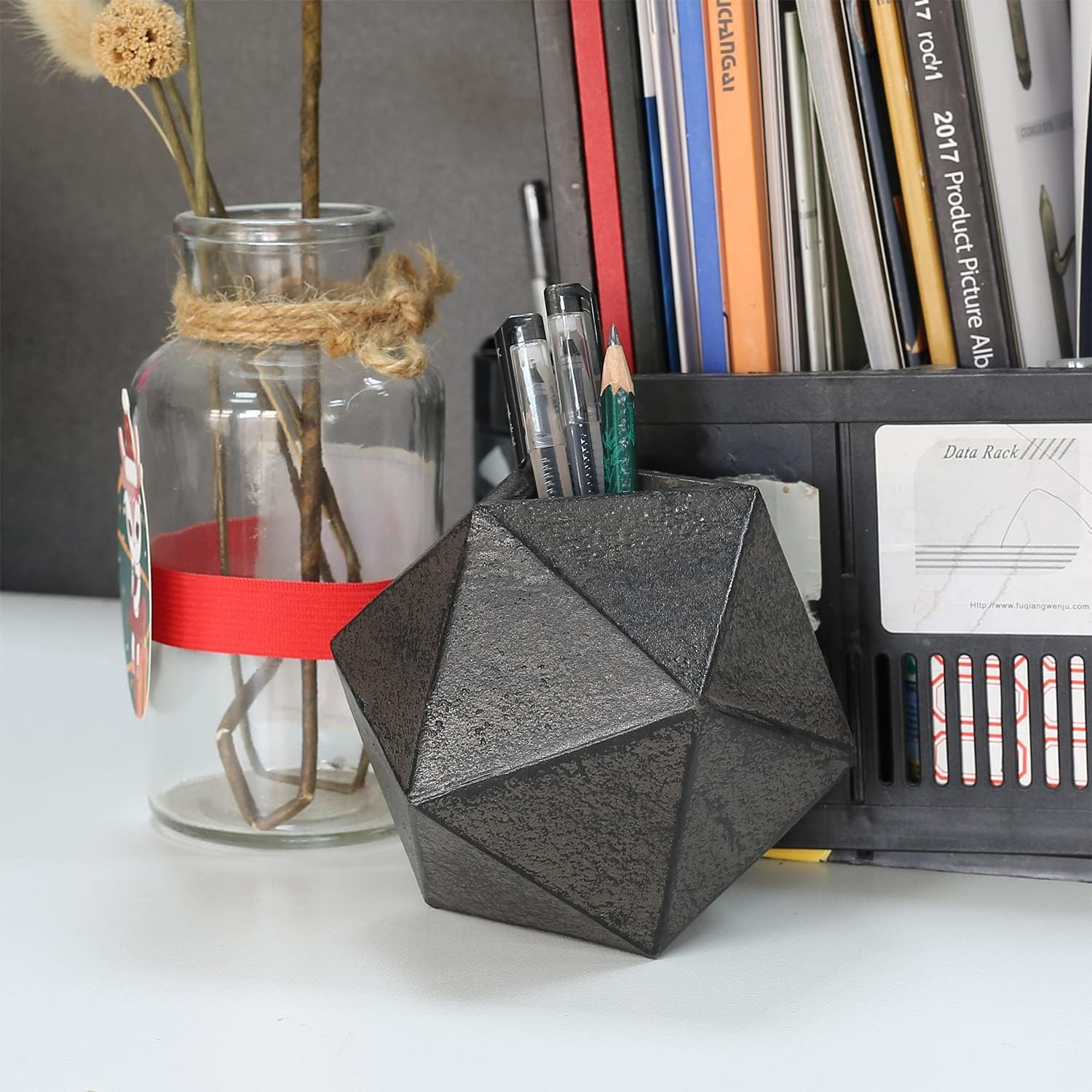 Modern Cast Iron Bookends / Black