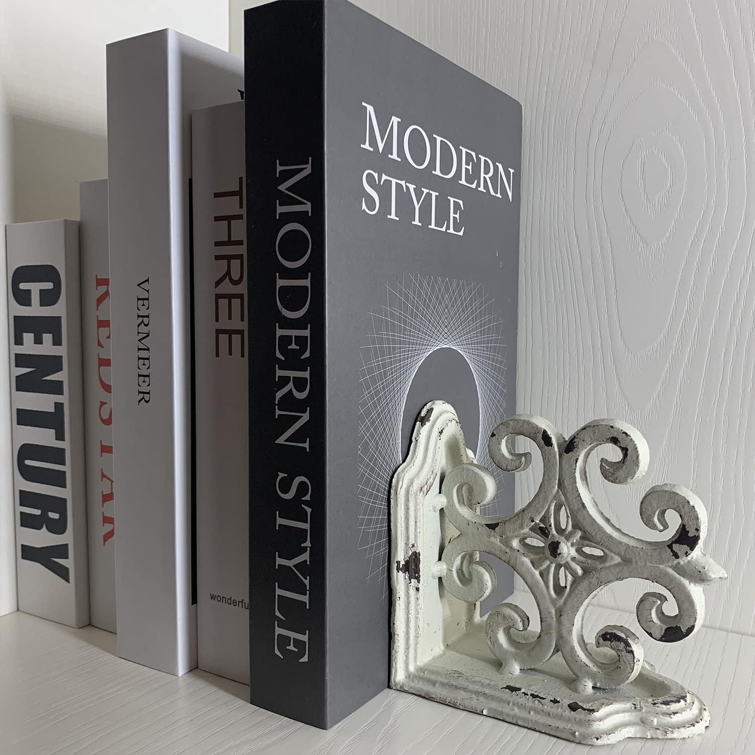 Decorative Bookends / Cast Iron Book Ends / Antique White / Set of 2