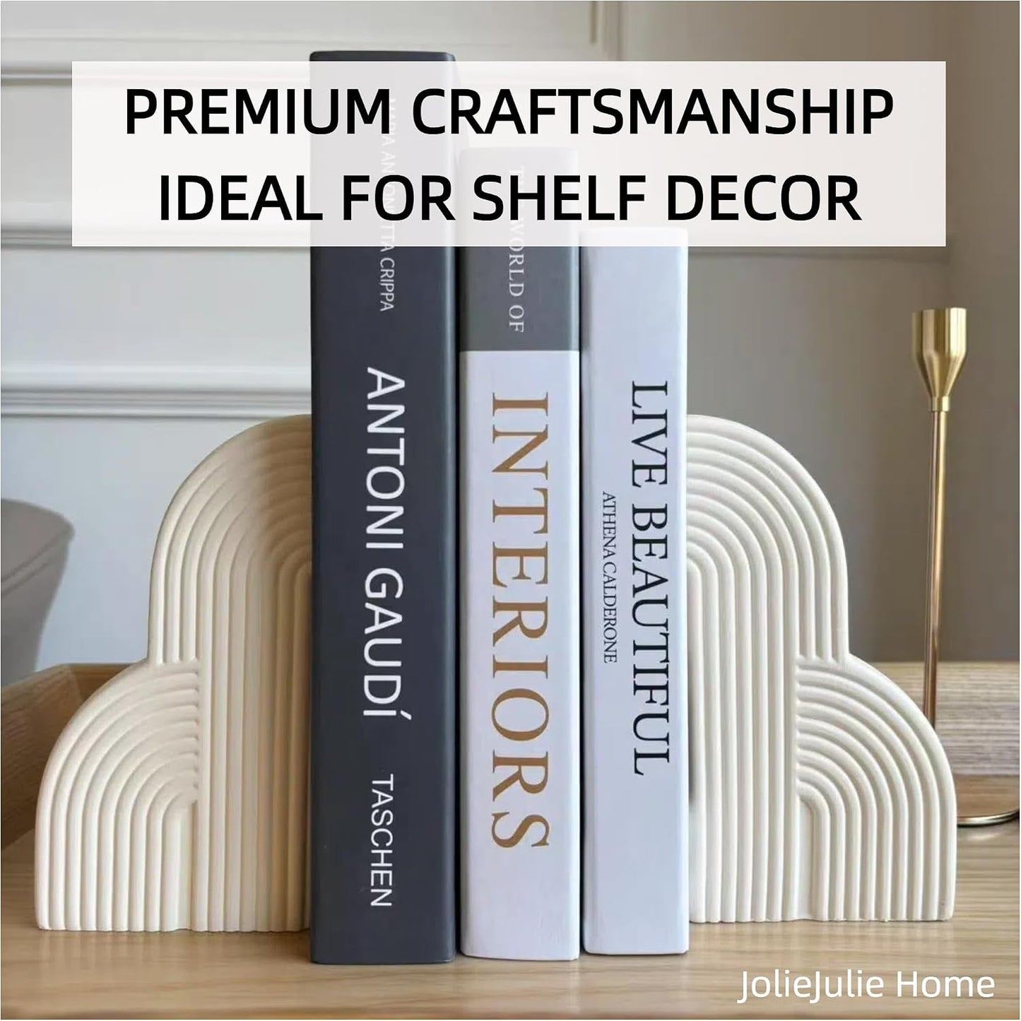 Book Ends / Bookends Decorative for Heavy Books / Cream White