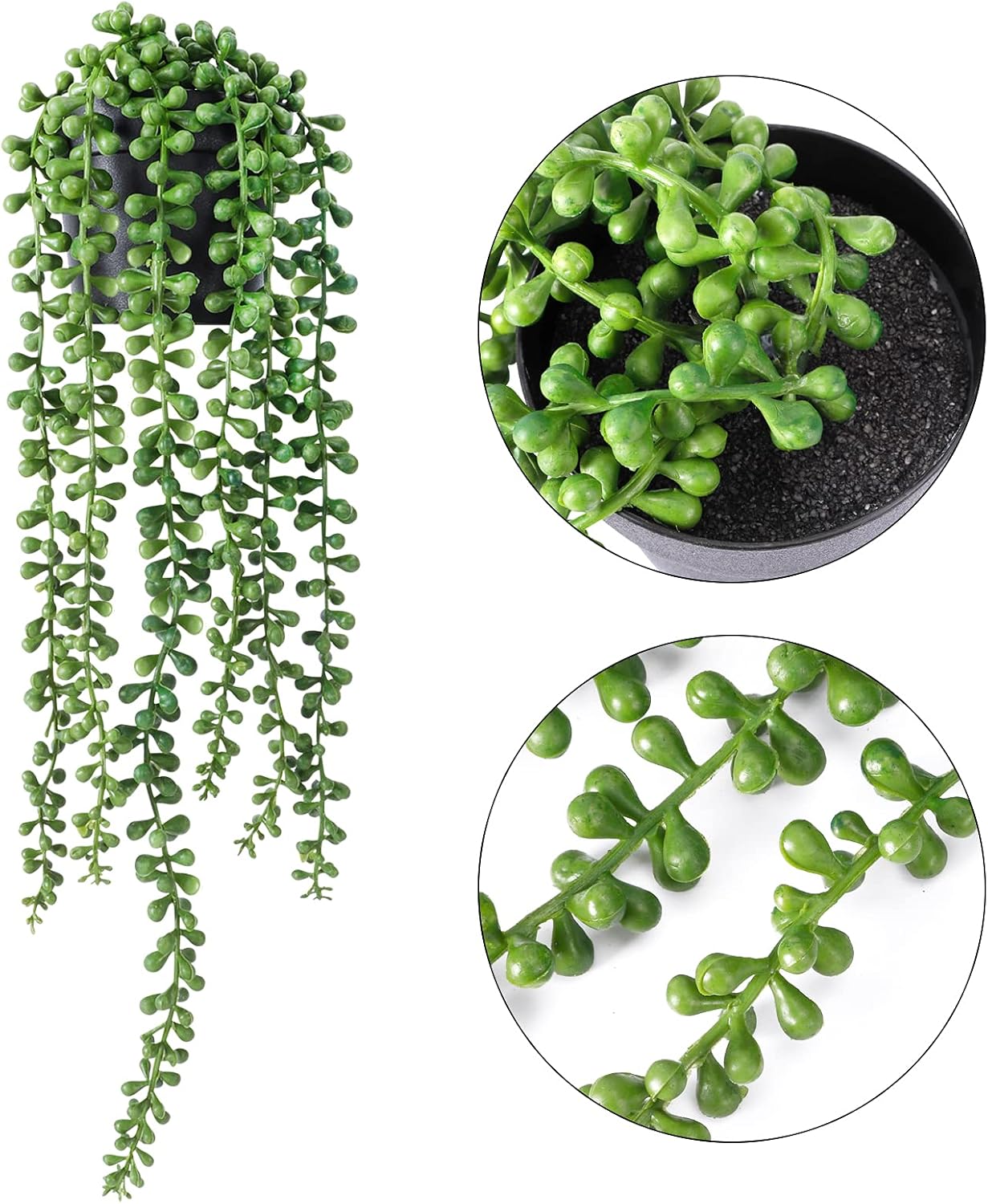 Faux Plants Indoor in Black Pots / Green / Set of 2