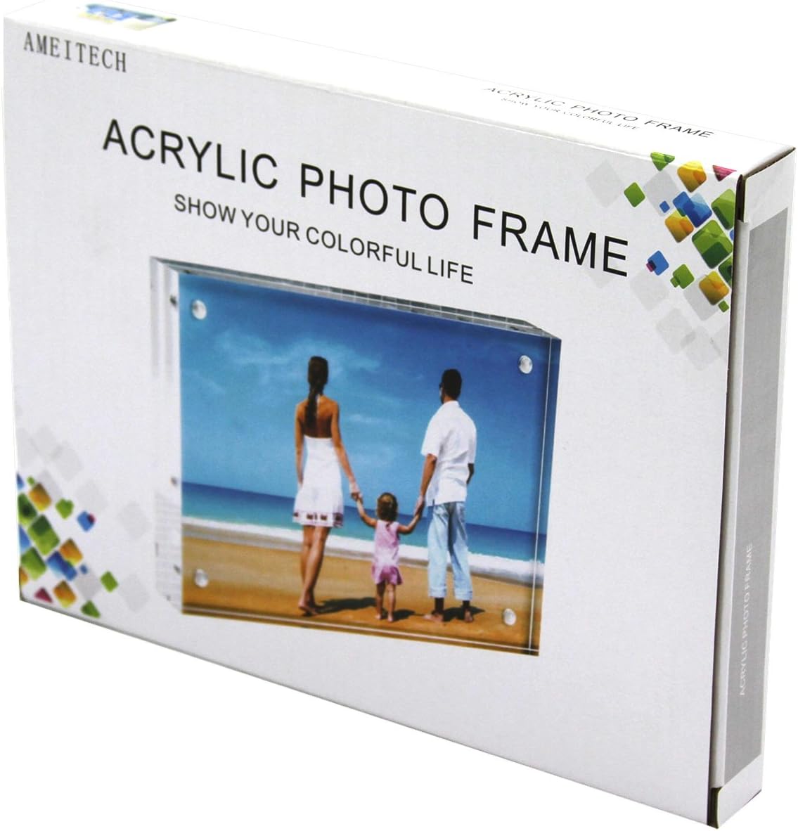AMEITECH Acrylic Photo Frames,3.5x5'' Double Sided Magnetic Picture Frame, Desktop Frameless Postcard Display (5 Pack)