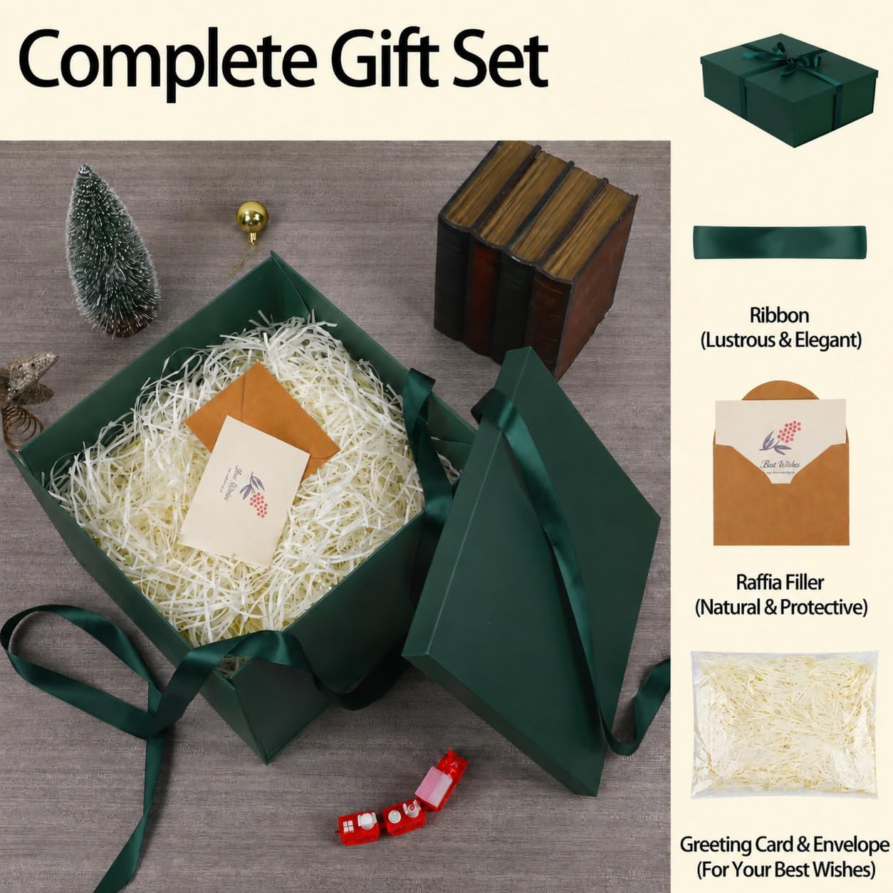 Gift Boxes / Large Gift Box / Green / 1 Count / 16.5 x 13 x 5.5