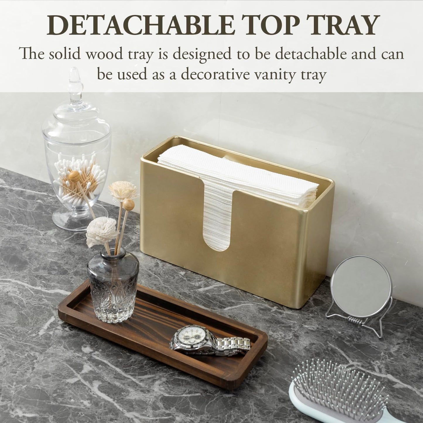 MyGift Gold Wall Mounted Paper Towel Holder, Folded Towel Dispenser | Wall dispenser neatly stores folded hand towels