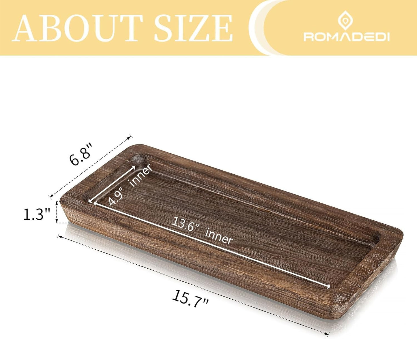 Wooden Decorative Tray Candle Holder / Rustic-rectangular
