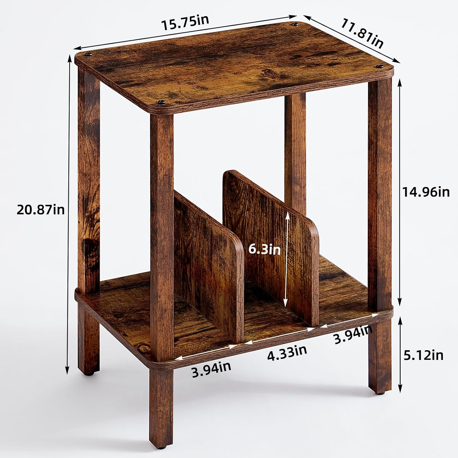 2-Tier Record Player Stand for Vinyl Records Storage End Table | Small Vinyl Record Holder Storage up to 100 Albums