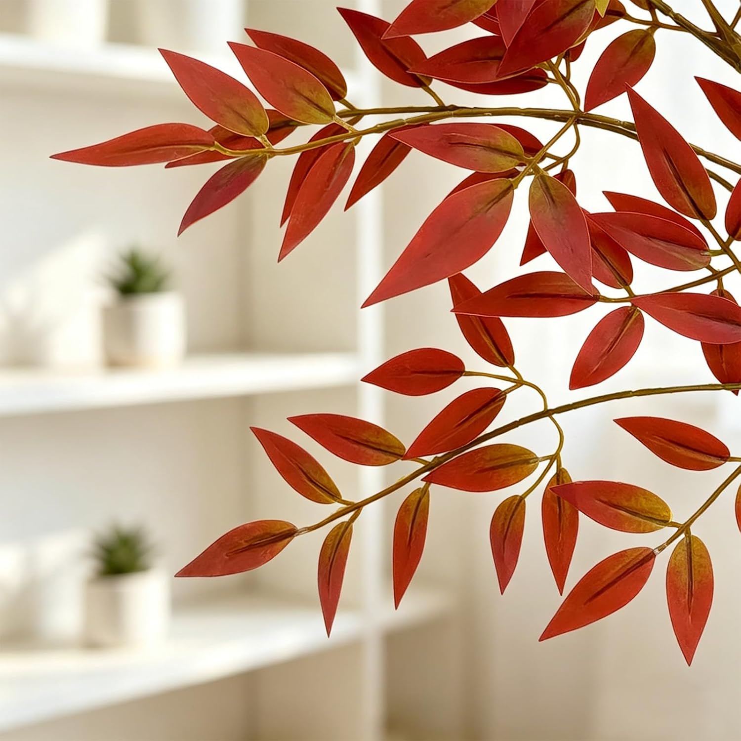 Artificial Plants Indoor Faux Branches for Vase Filler / Red Nandina / 35.4 Inch / Set of 2