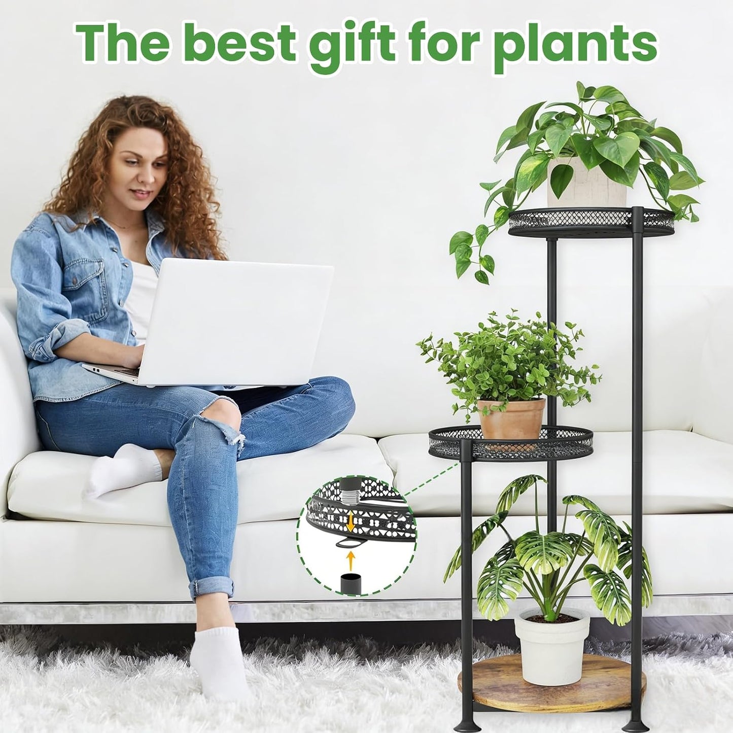 3 Tier Corner Plant Stand Indoor Multiple Sturdy Vertical Metal Flower | 32 Inch Tall Flower Heavy Duty Pot Holder