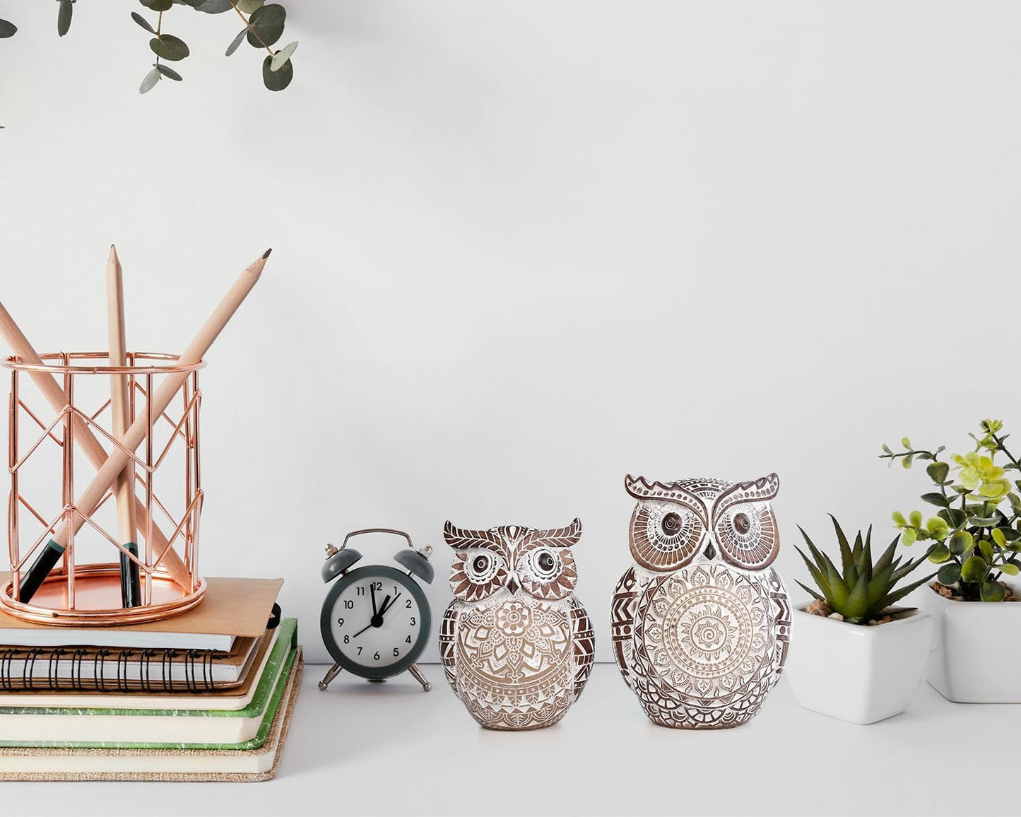 Chubby Owl Figurine Boho Decor / Small