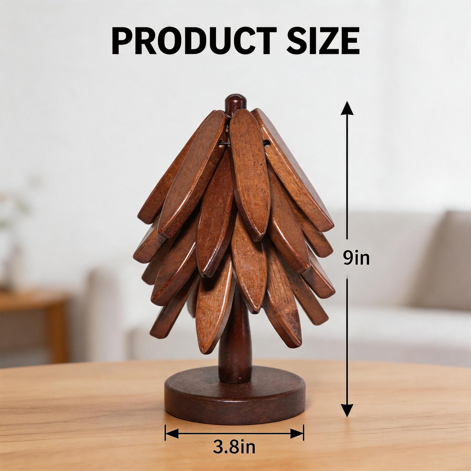 Stand / Wooden Tree Coasters Set / Walnut / Black